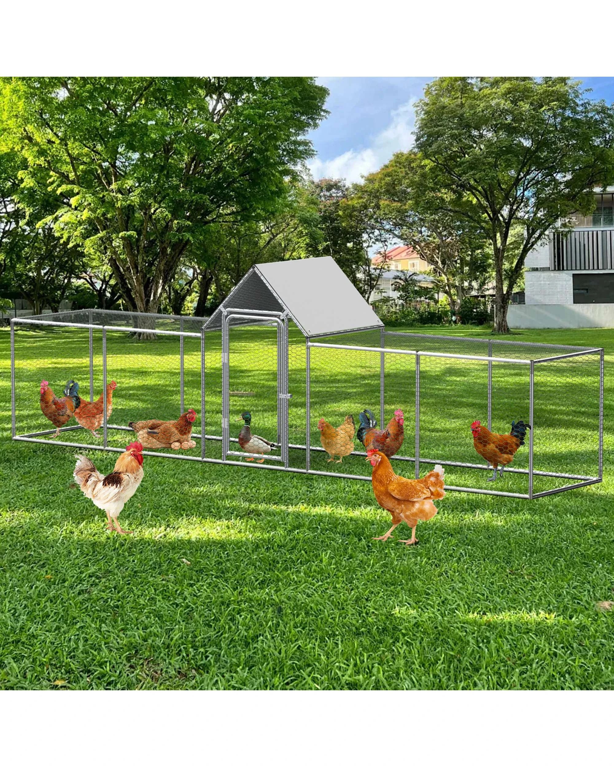 2 Advwin Large Walk-in Chicken Coop Cage Rabbit Hutch, 2 of 8