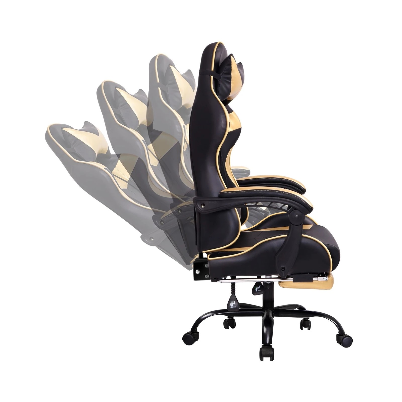 9 Alfordson Gaming Chair Office Executive Racing Footrest Seat PU Leather - Gold, 9 of 10
