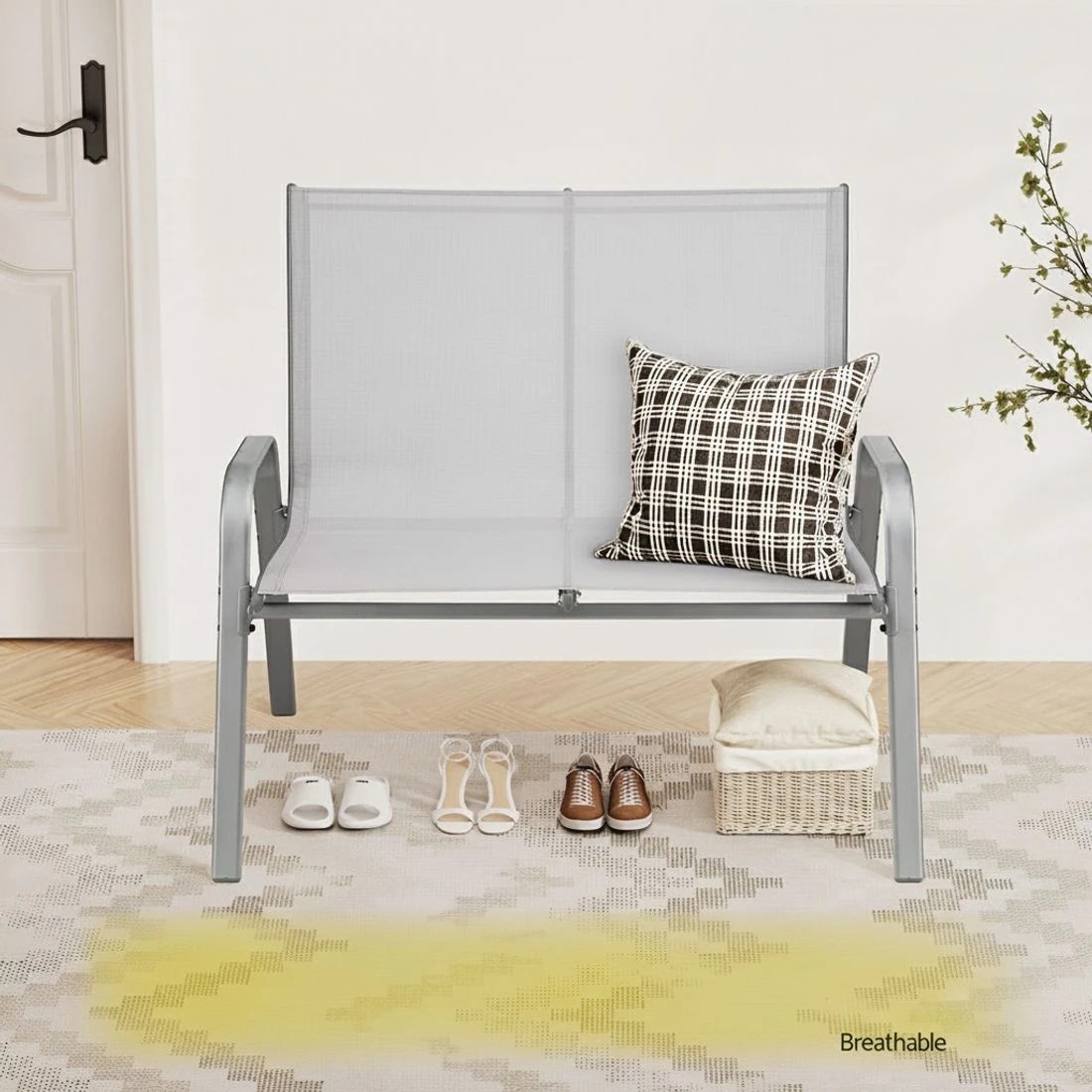 5 Gardeon Garden Bench Seat Steel Outdoor Patio Park Lounge Backyard Chair - Grey, 5 of 7