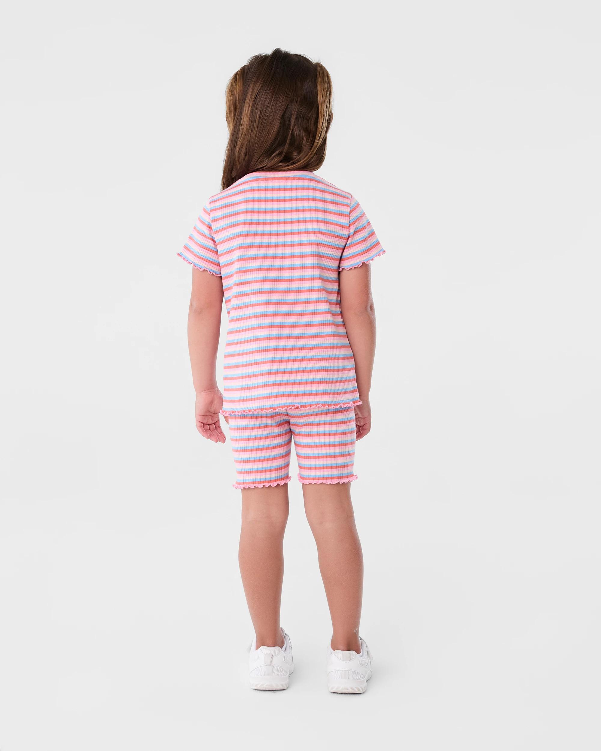 6 Printed Ribbed Bike Shorts Mlt Stripe, 6 of 6
