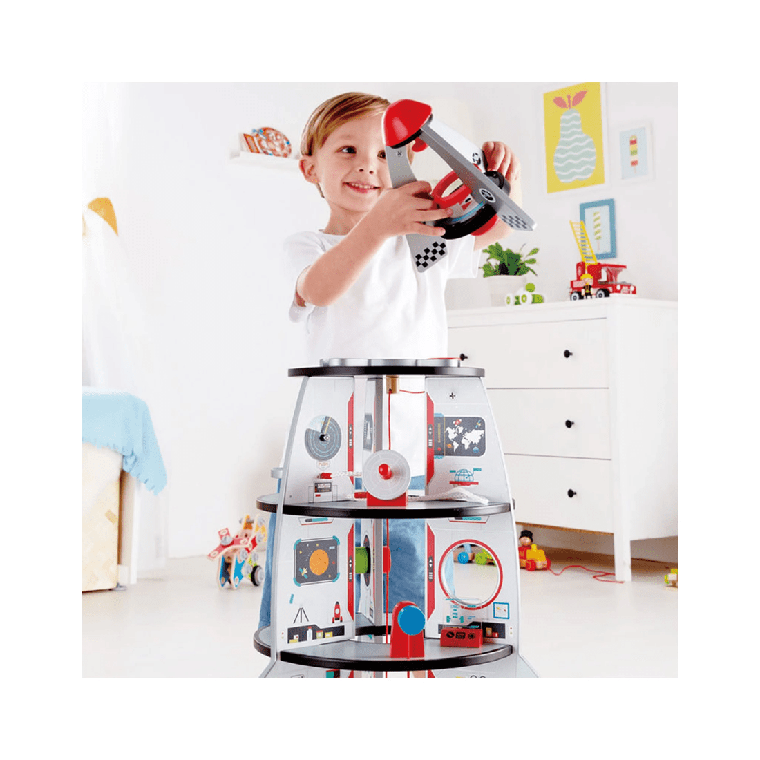 4 Hape 20pc Four Stage Rocket Ship Wooden Toy 74cm Kids Toddler 3y+. - White, 4 of 9