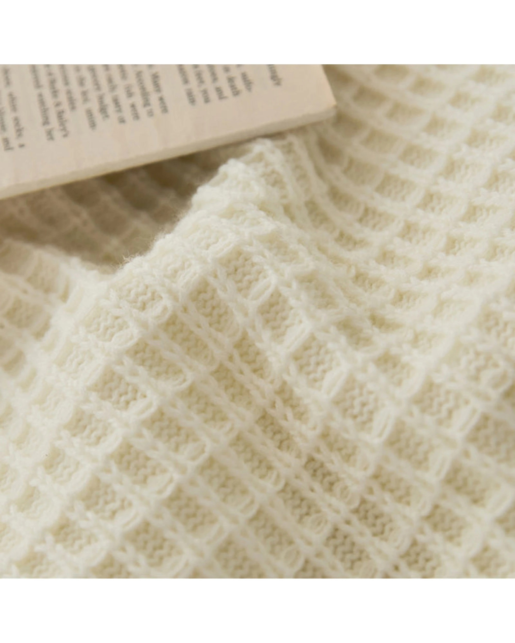 3 Cotton More Acrylic Knitted Waffle Cushion Pillow Cover 45x45cm - White, 3 of 4