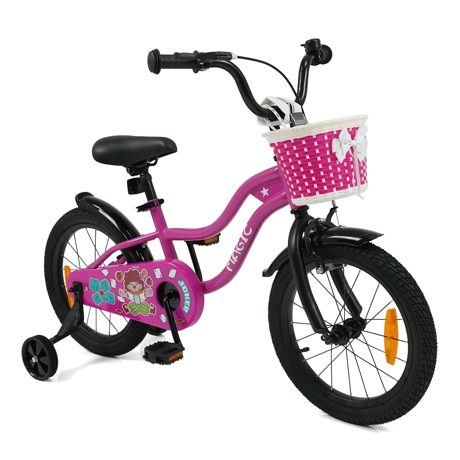 1 Costway 40cm Kid Bicycle Dual Brake Balance Bike Ride on w/Training Wheels Adjustable Seat - Pink, 1 of 2
