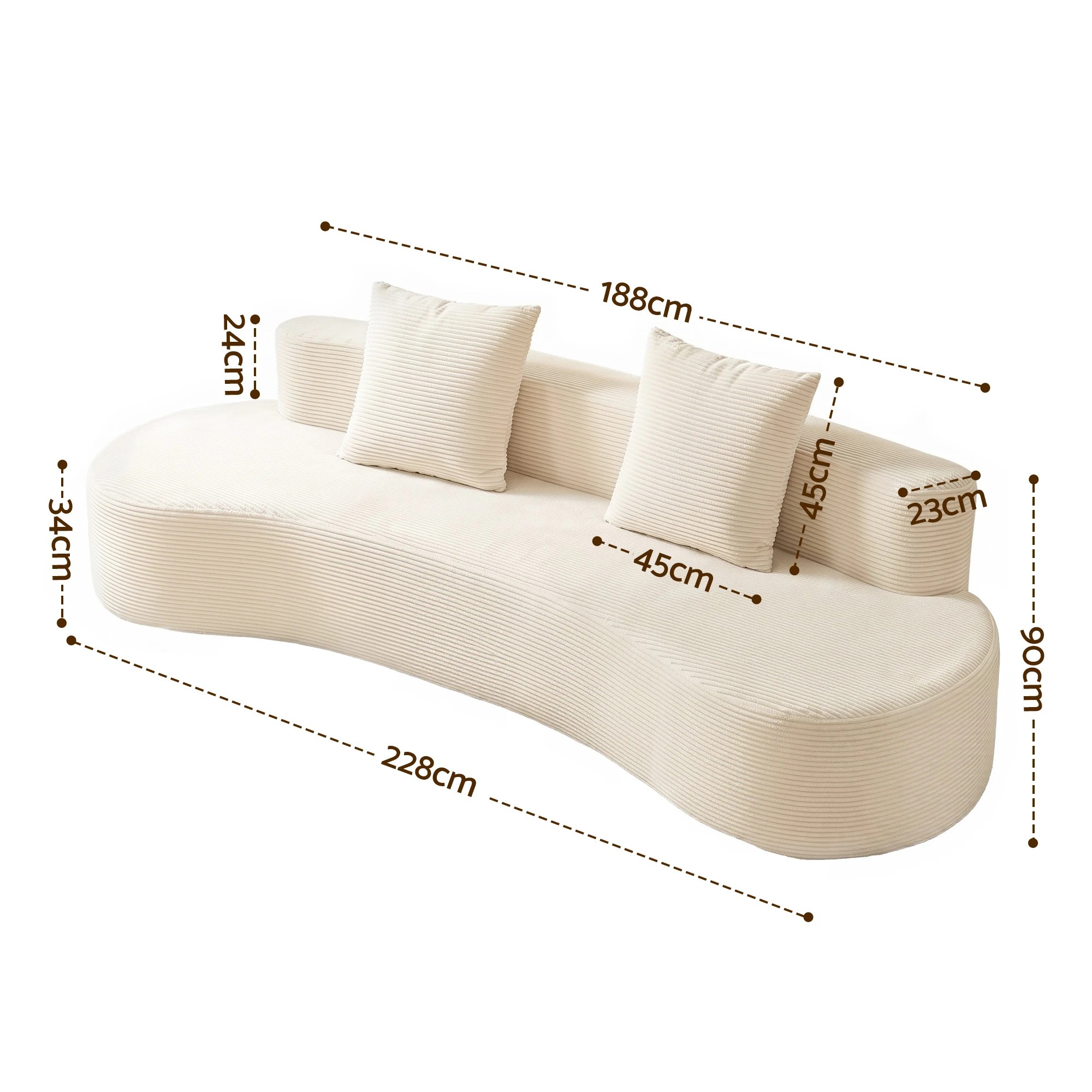 2 Artiss 228cm Modular Sofa Bed Sectional Boneless Couches for Living Room - White, 2 of 8