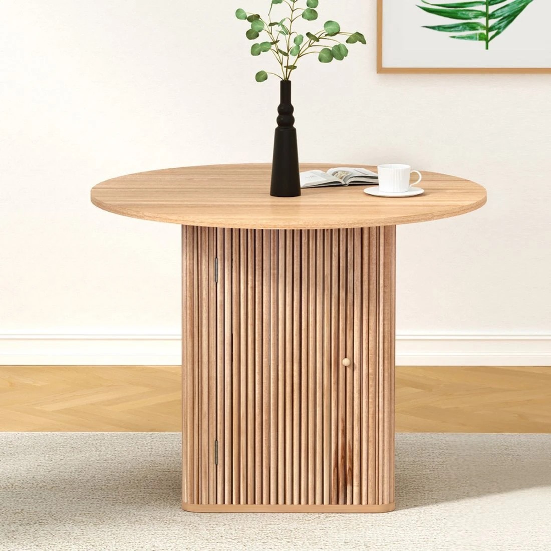 3 1M Artiss Dining Table Storage Base - Brown, 3 of 5