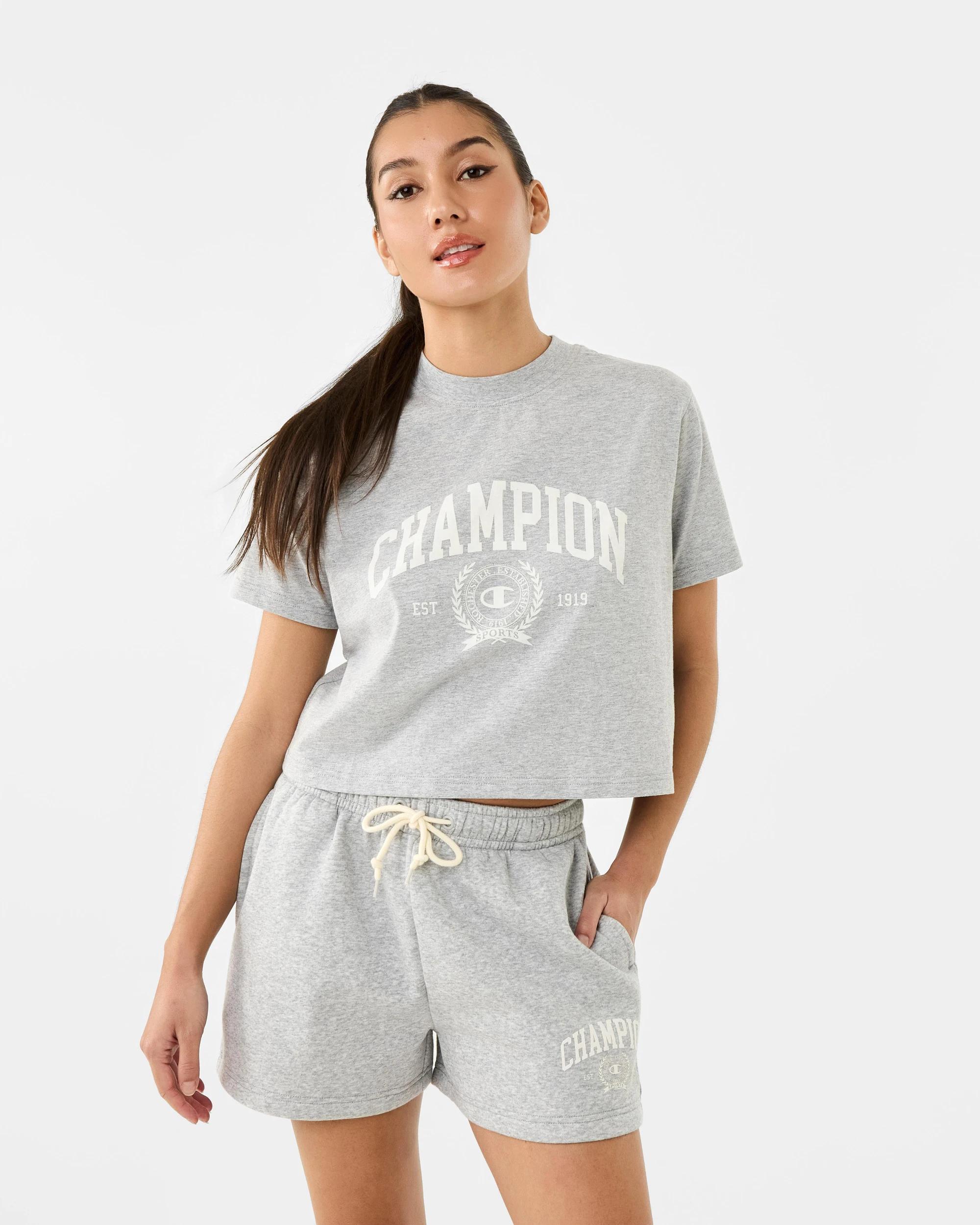 8 Champion Varsity Womens Crop T-shirt Oxford Ht, 8 of 8