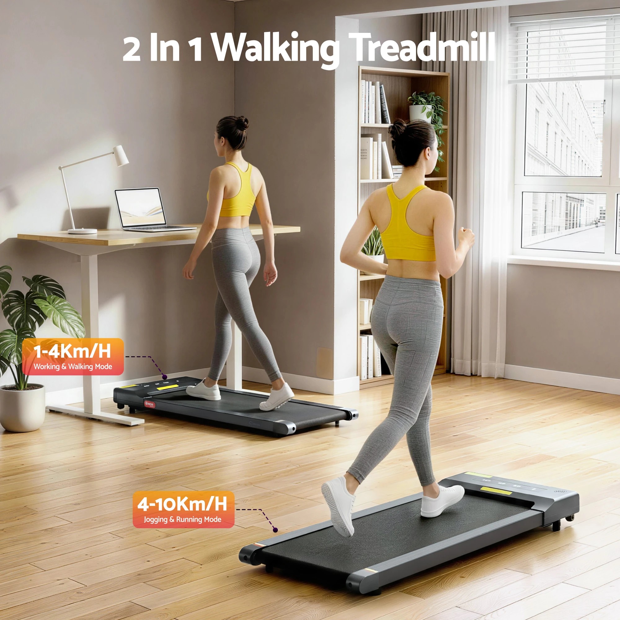 3 Everfit Treadmill Electric Walking Pad Under Desk Home Gym Fitness 400mm - Grey, 3 of 7