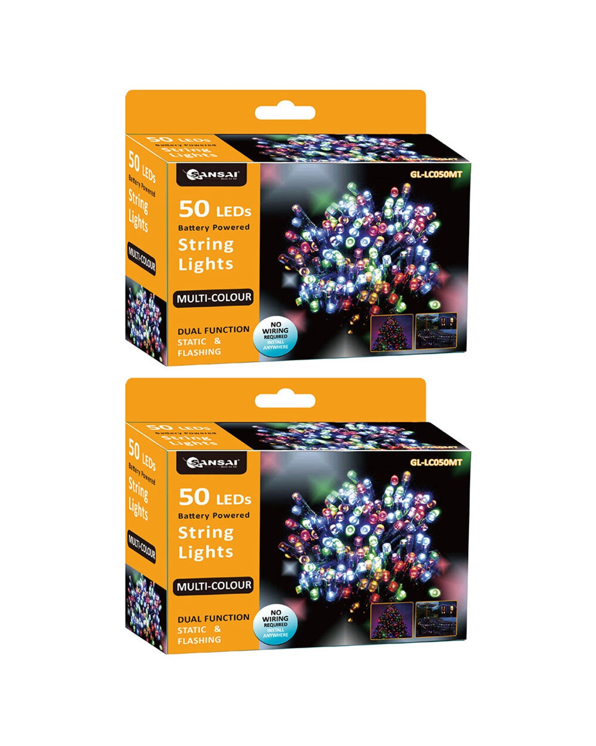 1 Sansai 2x 50 LED Battery Lumini Decorative Christmas String Lights - Multi, 1 of 3