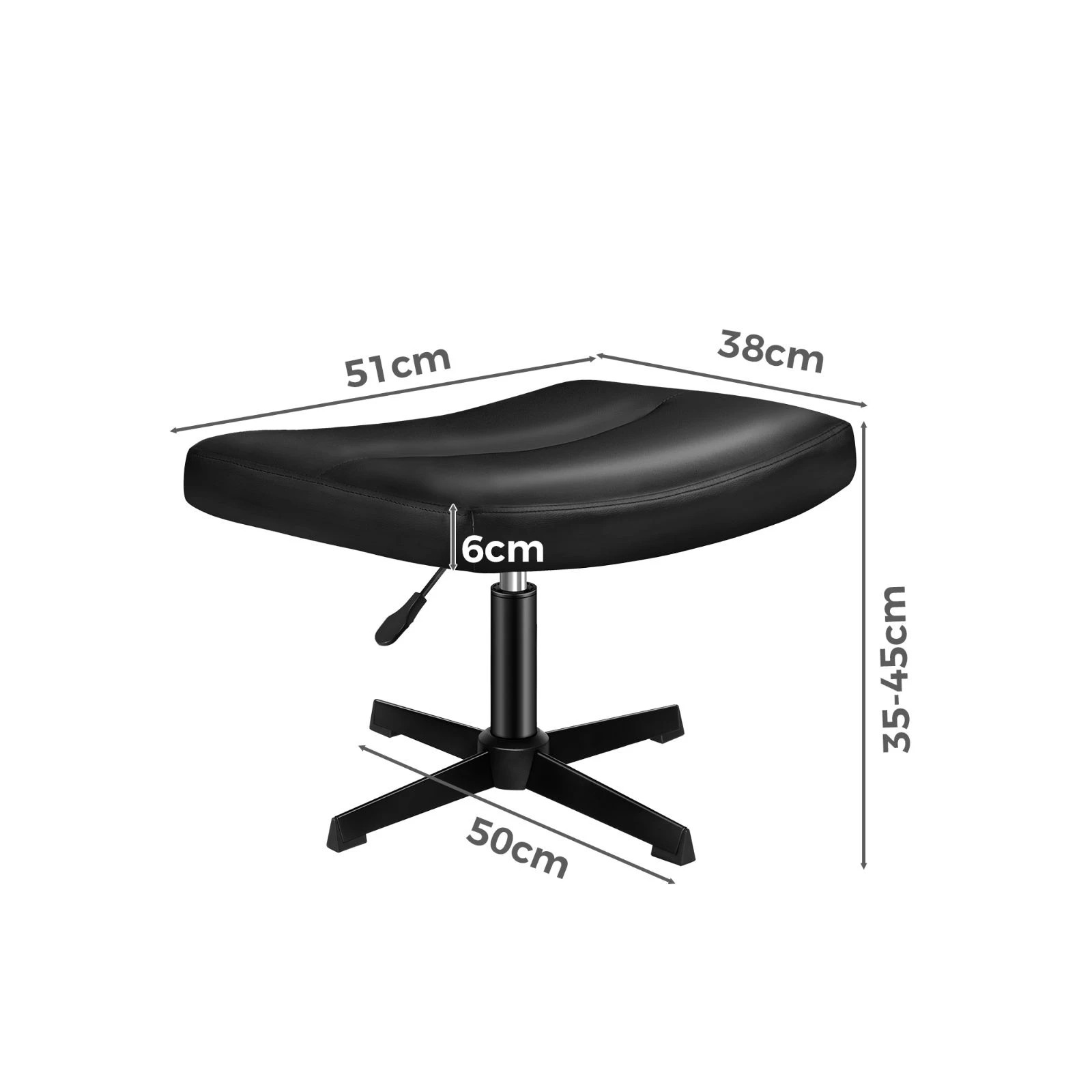 6 Alfordson Office Chair Computer Cross-legged Seat Work Ottoman PU Leather - Black, 6 of 10