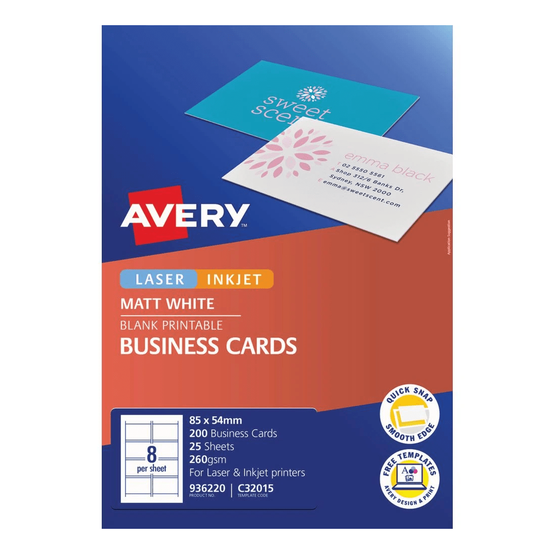 2 Avery Business Cards Matt Photo Sheets 200 Pack, 2 of 5