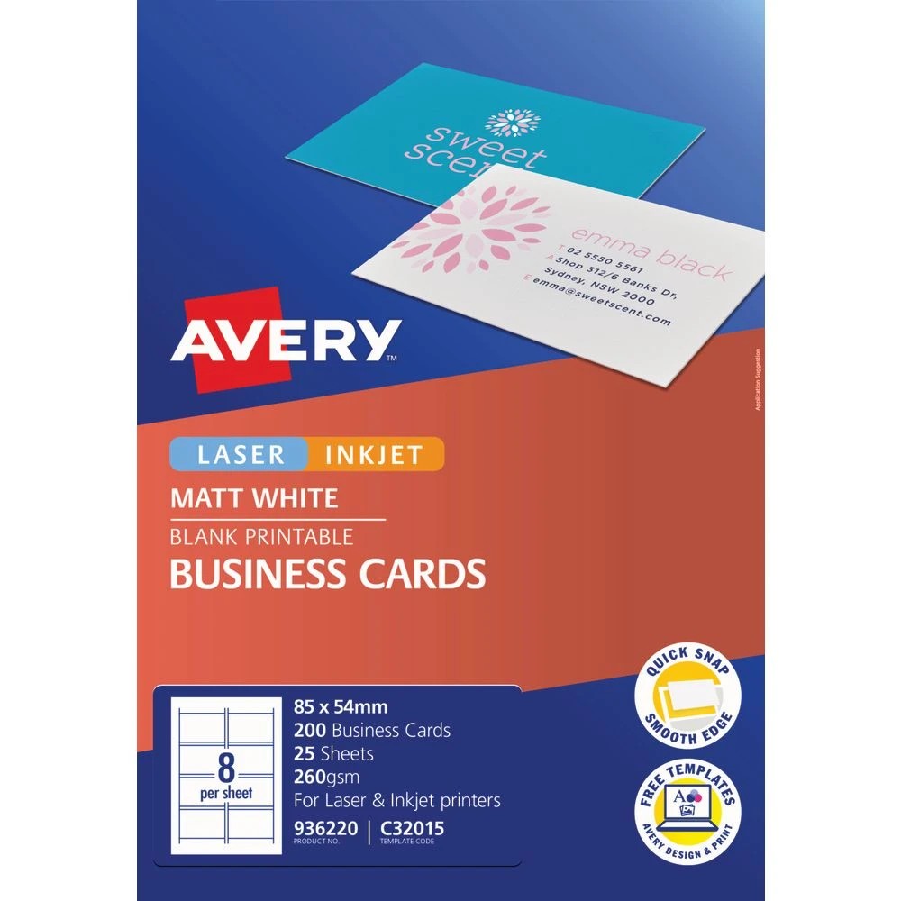 2 Avery Business Cards Matt Photo Sheets 200 Pack, 2 of 5