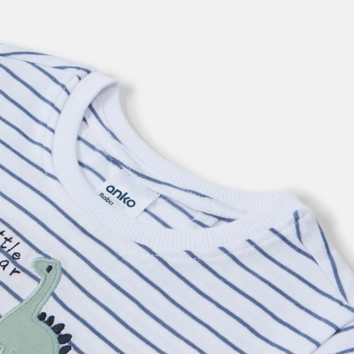 6 3 Pack Long Sleeve T-shirts Blu Dino, 6 of 8