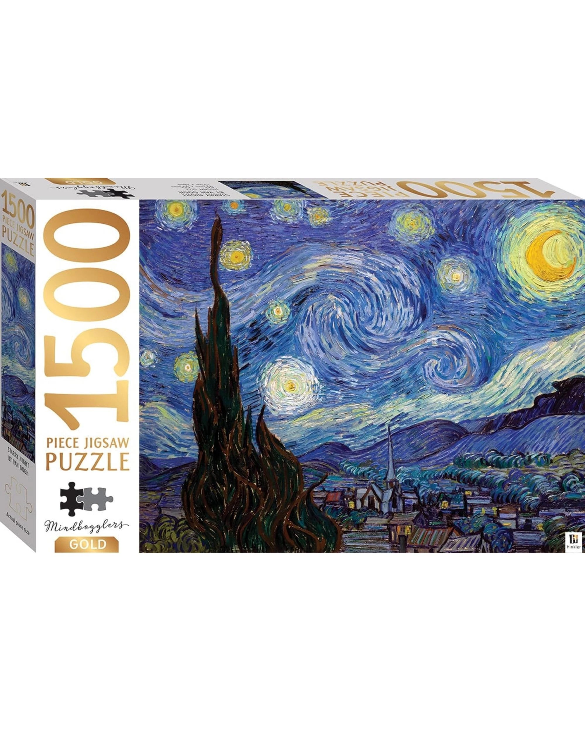1 Hinkler Mindbogglers Gold Starry Night Van Gogh 1500 Piece Puzzle, 1 of 1