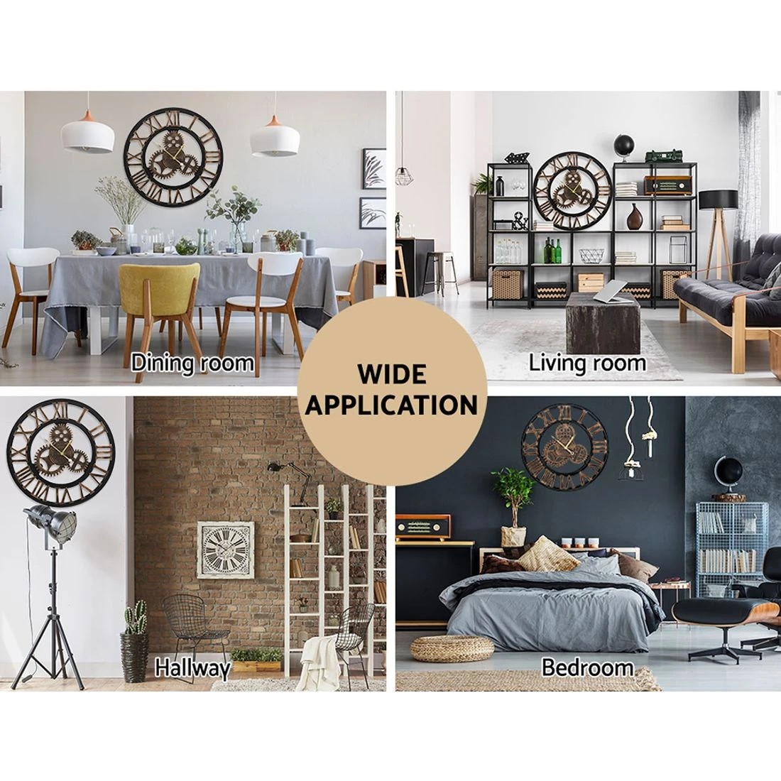 7 Artiss 80cm Wall Clock Large Retro Roman Numerals - Black, 7 of 7