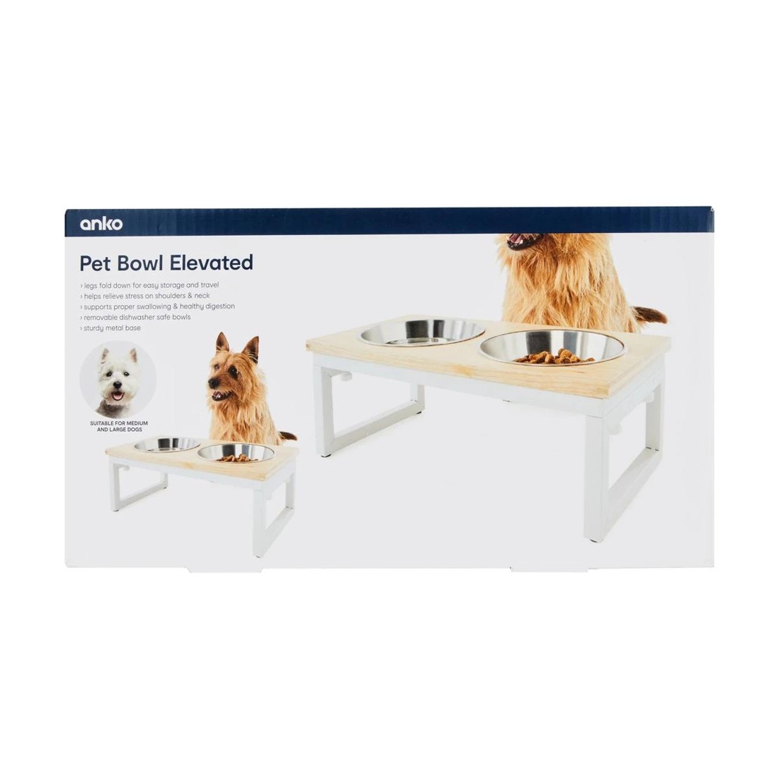 6 Pet Bowl Metal Wood Elevated, 6 of 8
