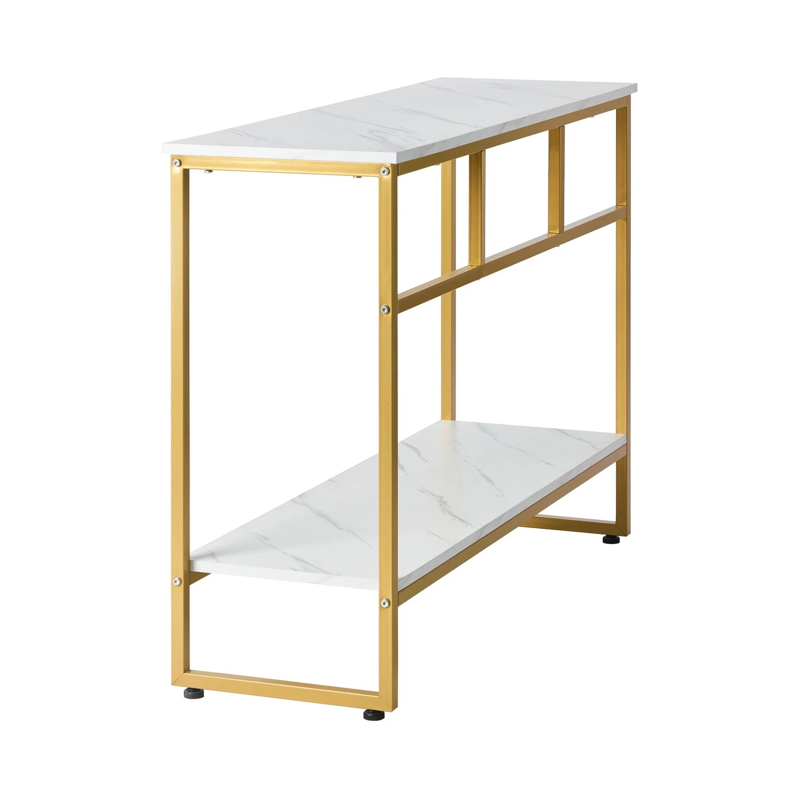 9 Oikiture Console Table Hallway Marble Effect Metal Entry Table Display - Gold, 9 of 9