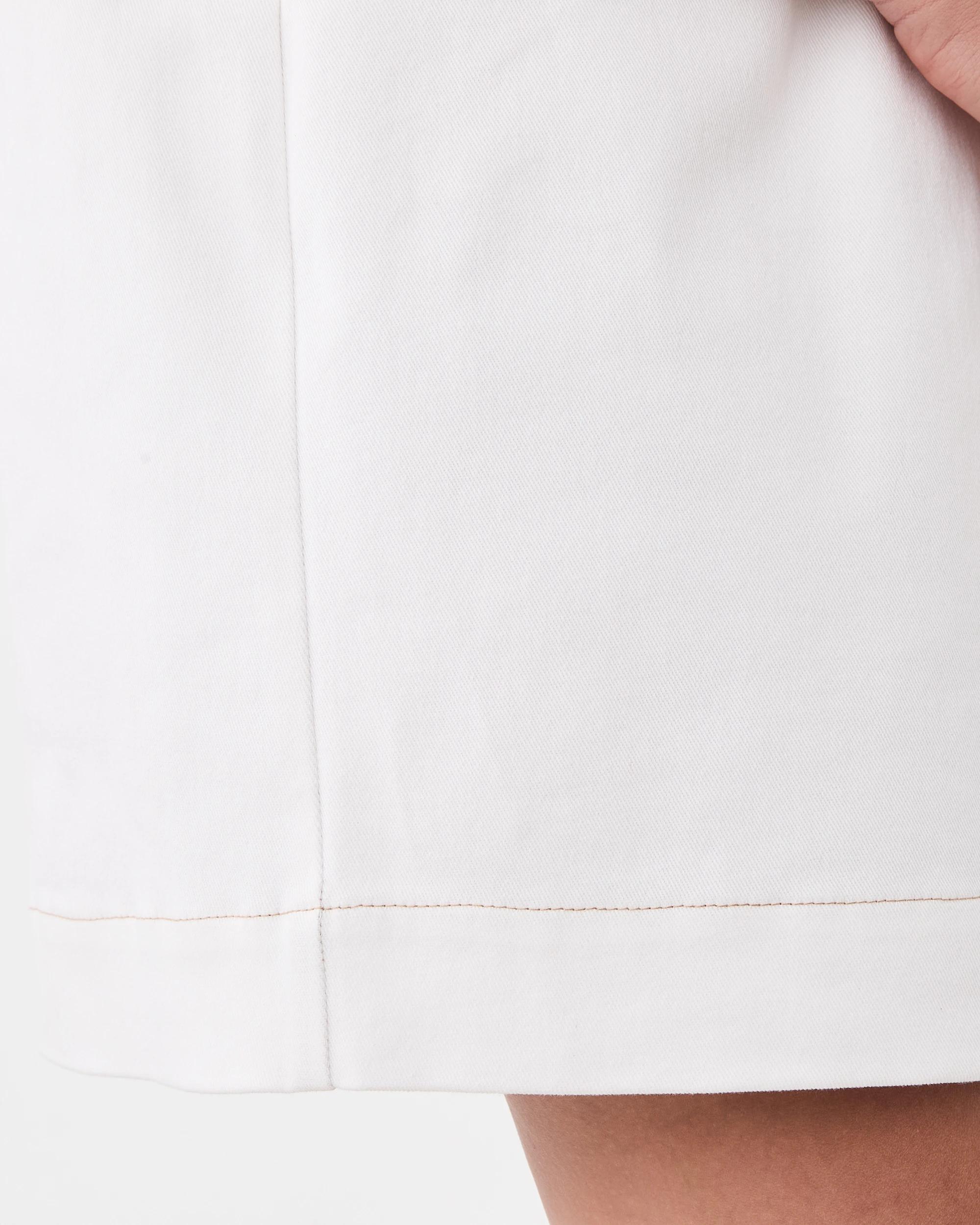 7 Short Sleeve Boxy V-Neck Denim Dress Ecru, 7 of 8