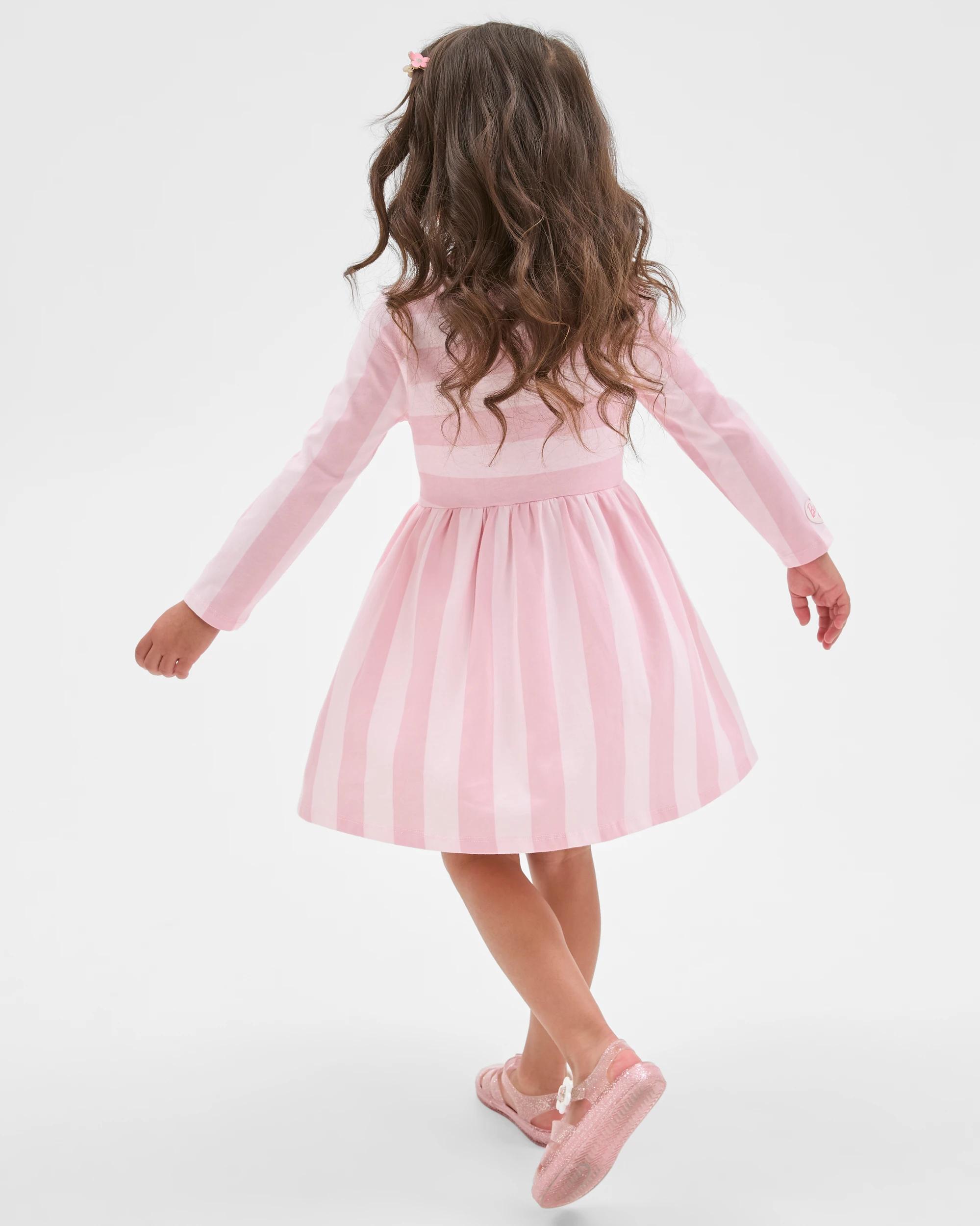 3 Barbie Australian Cotton Jersey Dress PINK STRIPE, 3 of 6