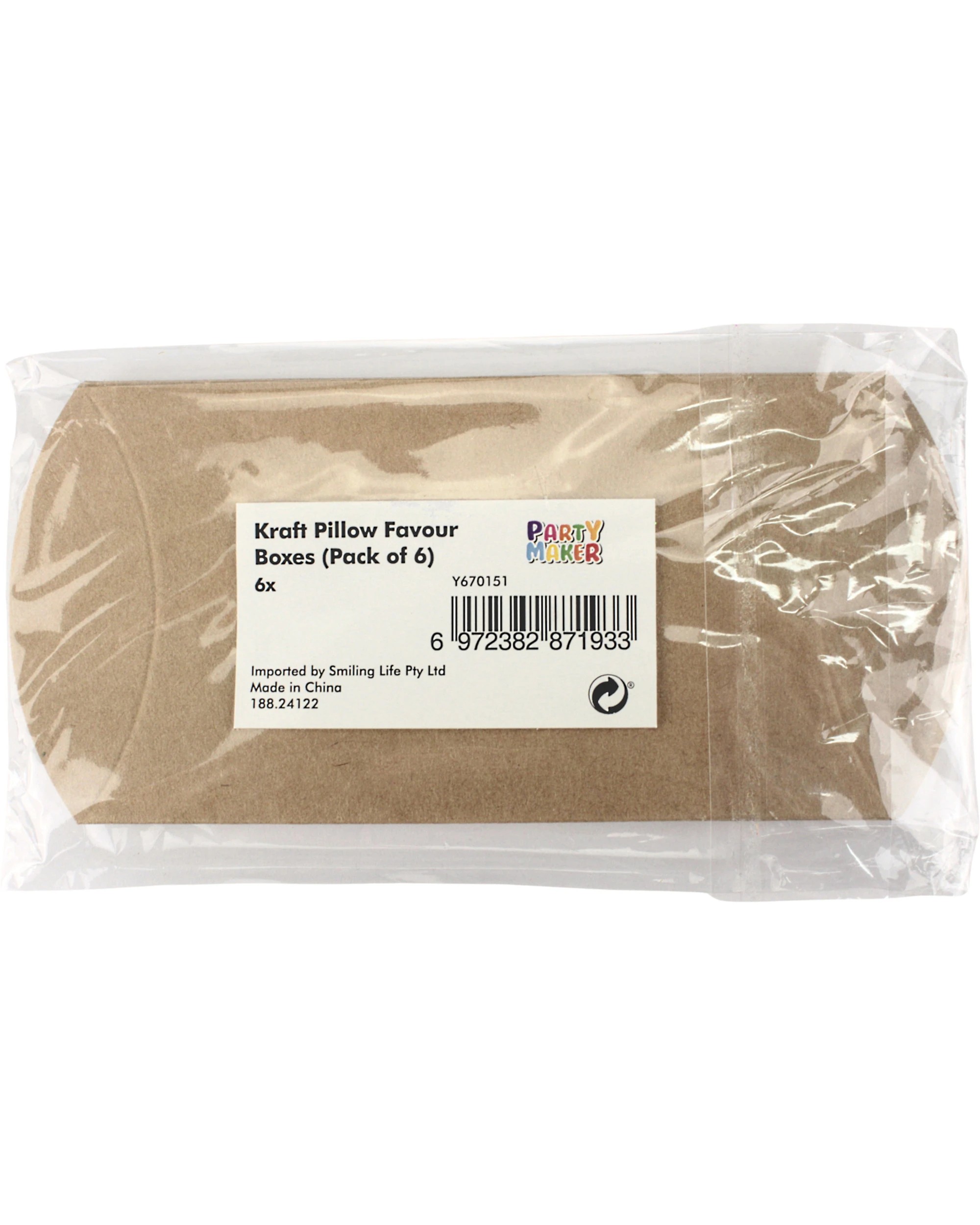 3 Party Maker Brown Kraft Paper Pillow Gift Boxes Pack of 6 - Brown, 3 of 3