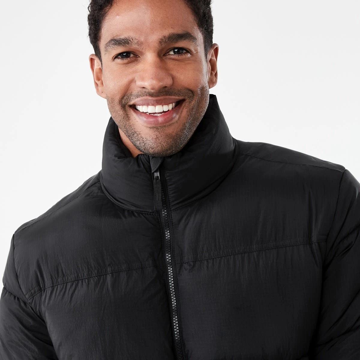 5 Active Mens Outdoor Funnel Contrast Puffer Jacket Black, 5 of 7