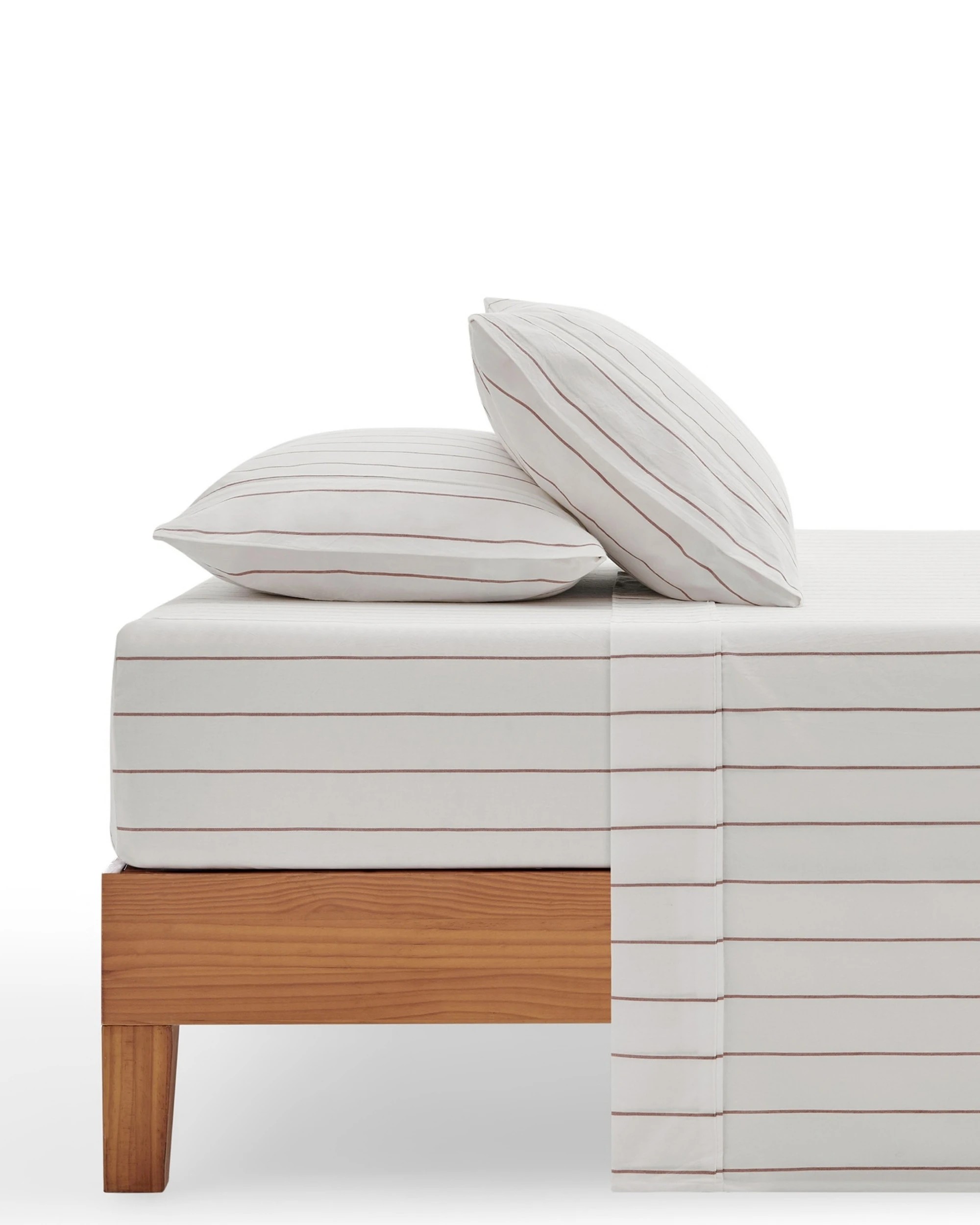 1 Dreamaker Rumi Stripe Washed Cotton Sheet Set - Queen Bed - White with Rust, 1 of 7