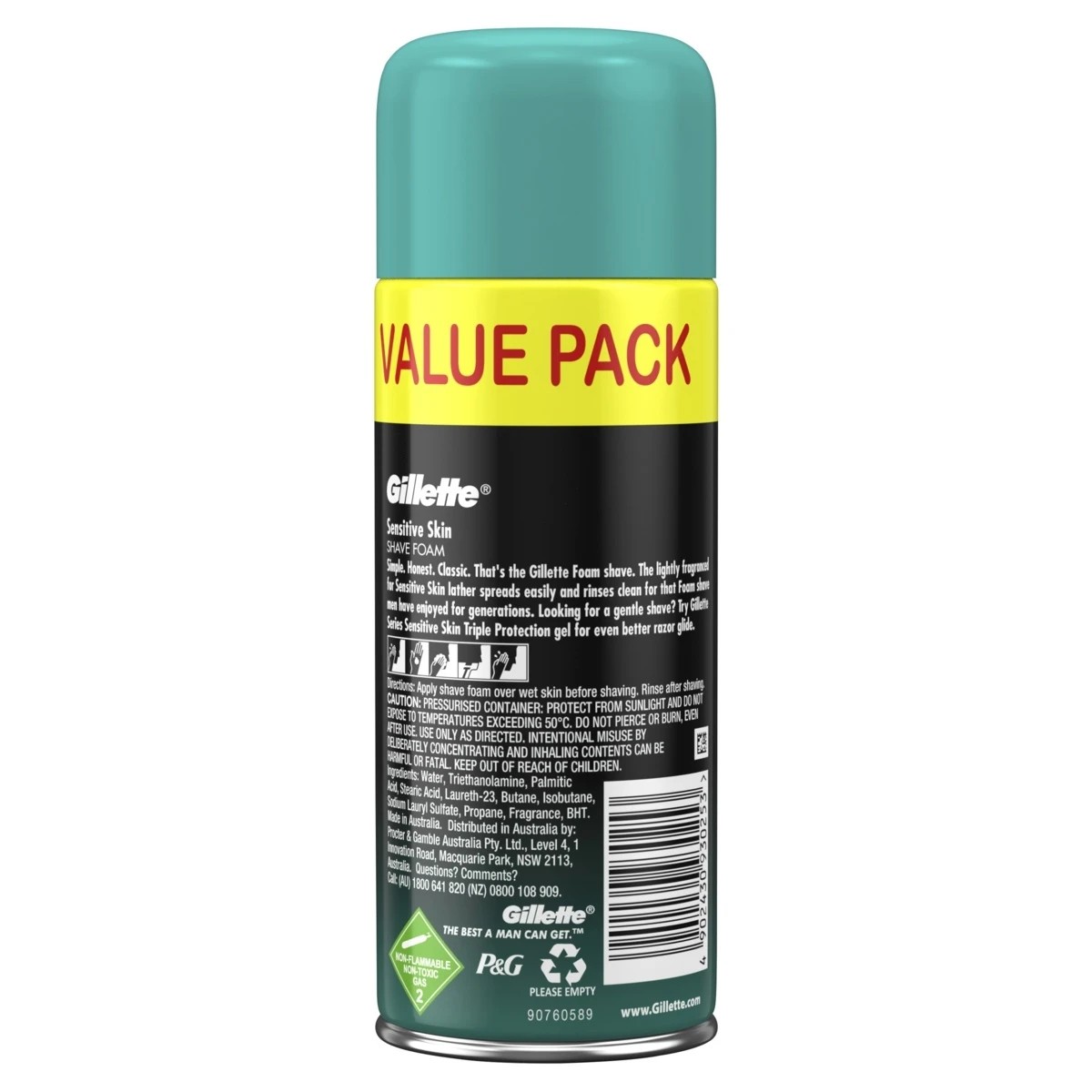 2 Gillette Shave Foam Sensitive Skin Value Pack 333g, 2 of 2