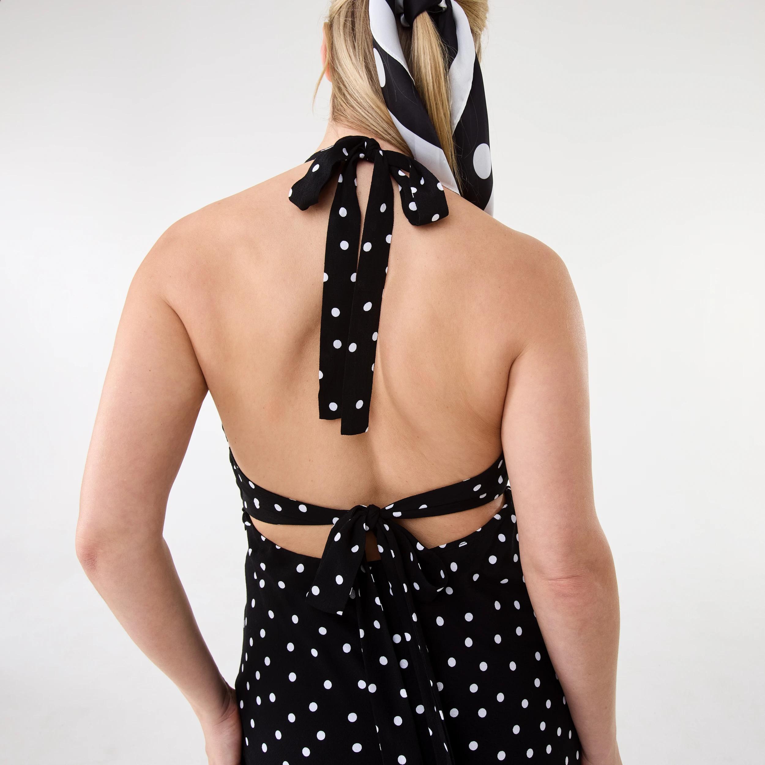 6 Sleeveless Halter Neck Midi Dress Polka Dot, 6 of 8