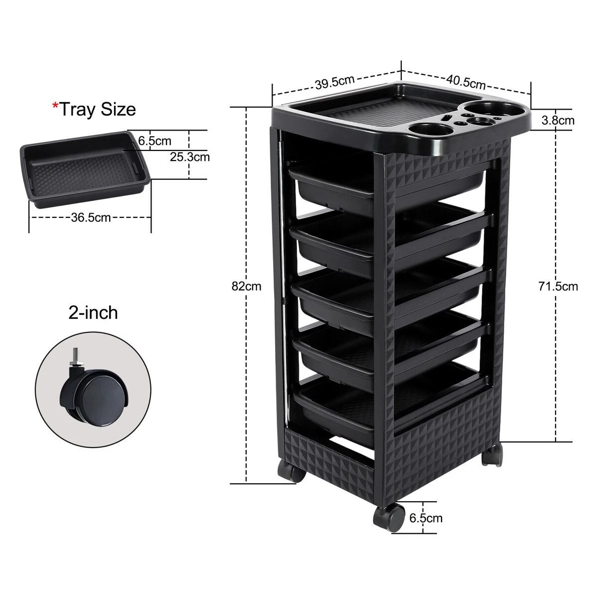 2 AUSWAY Hair Salon Trolley Tool Cart Hairdressing Colouring, 2 of 4