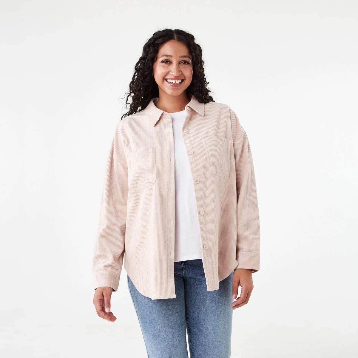 1 Long Sleeve Corduroy Shirt Rose Pink, 1 of 8