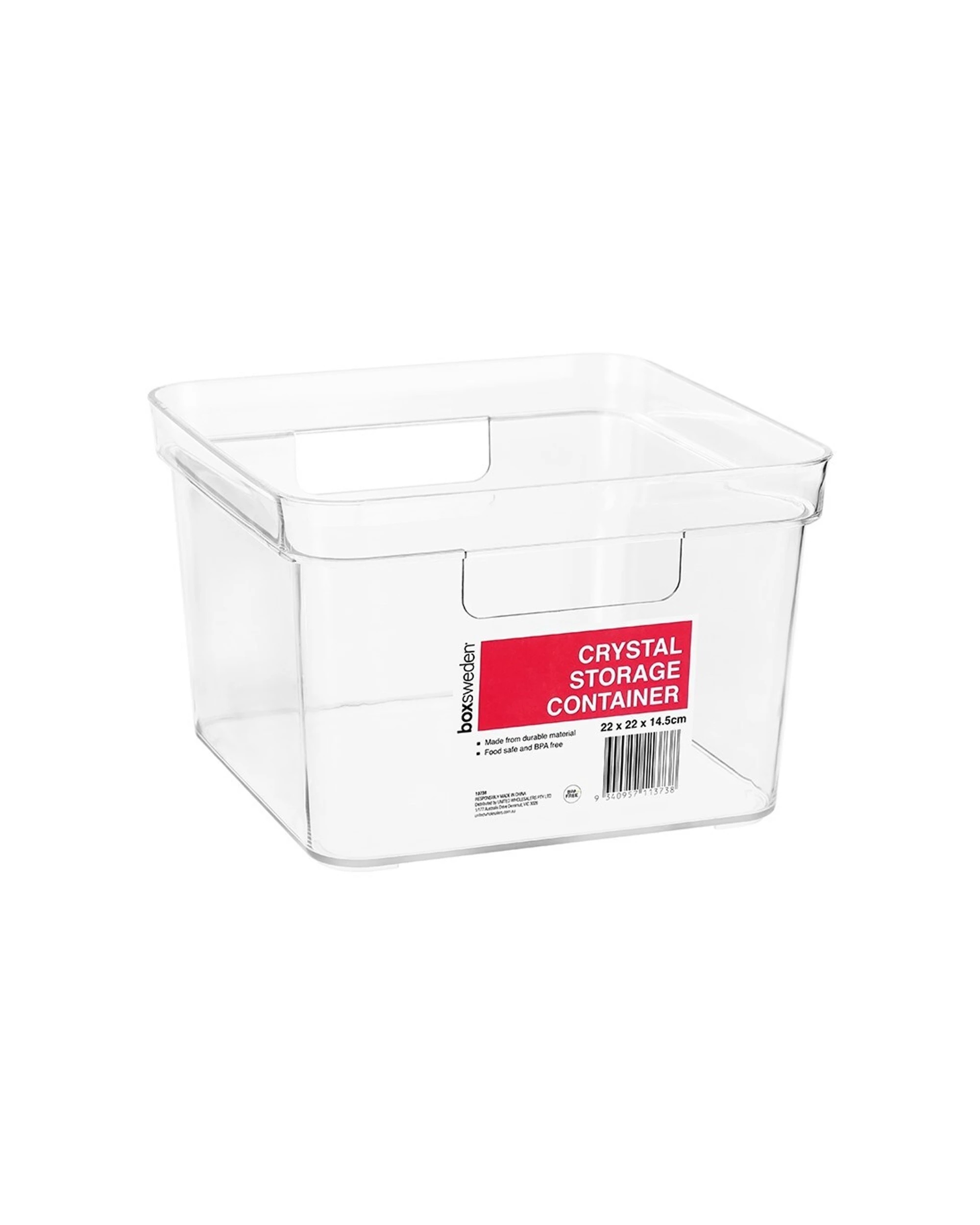2 Boxsweden Crystal Square Storage Container 22 x 22 x 14.5cm Plastic Food Safe, 2 of 3