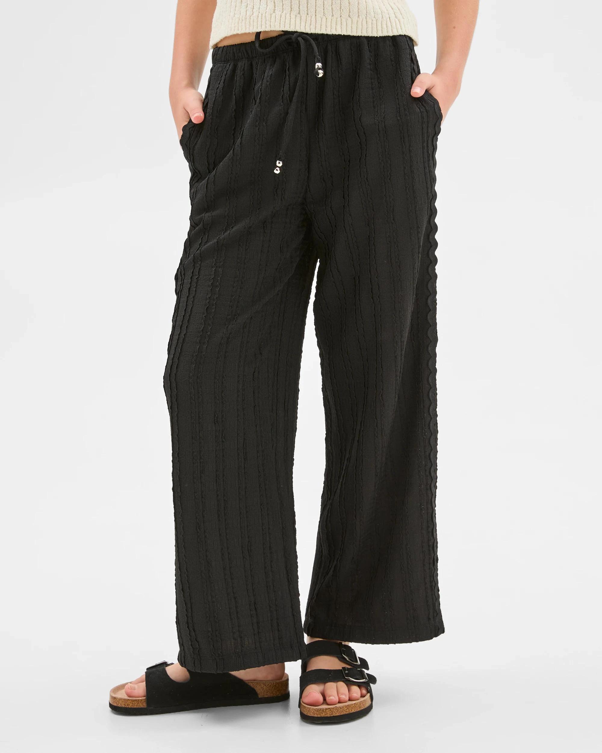 1 Target Older Girls Textured Wide Leg Pants BLACK BEAUTY, 1 of 6