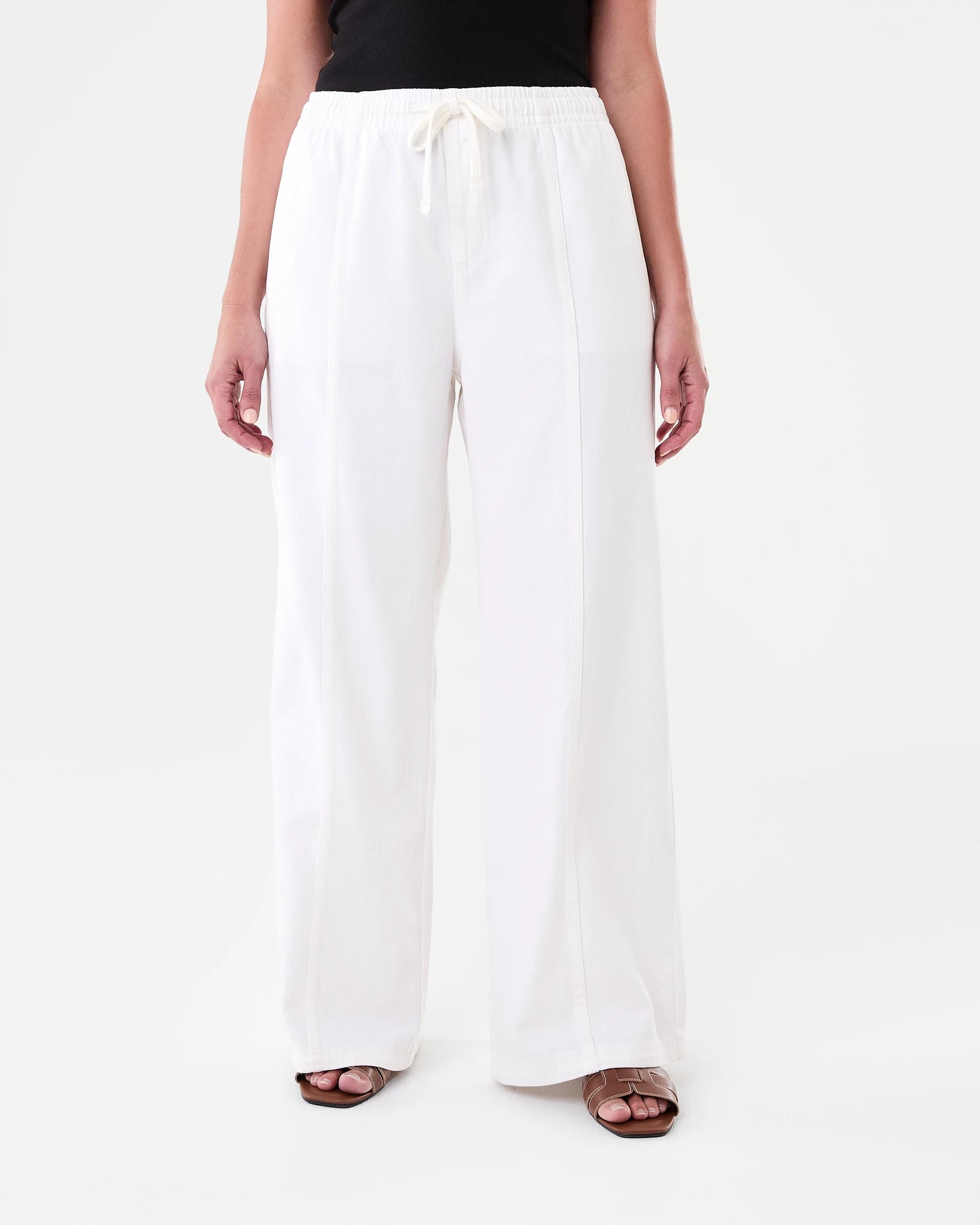 1 Seam Front Wide Leg Jeans Ecru, 1 of 9