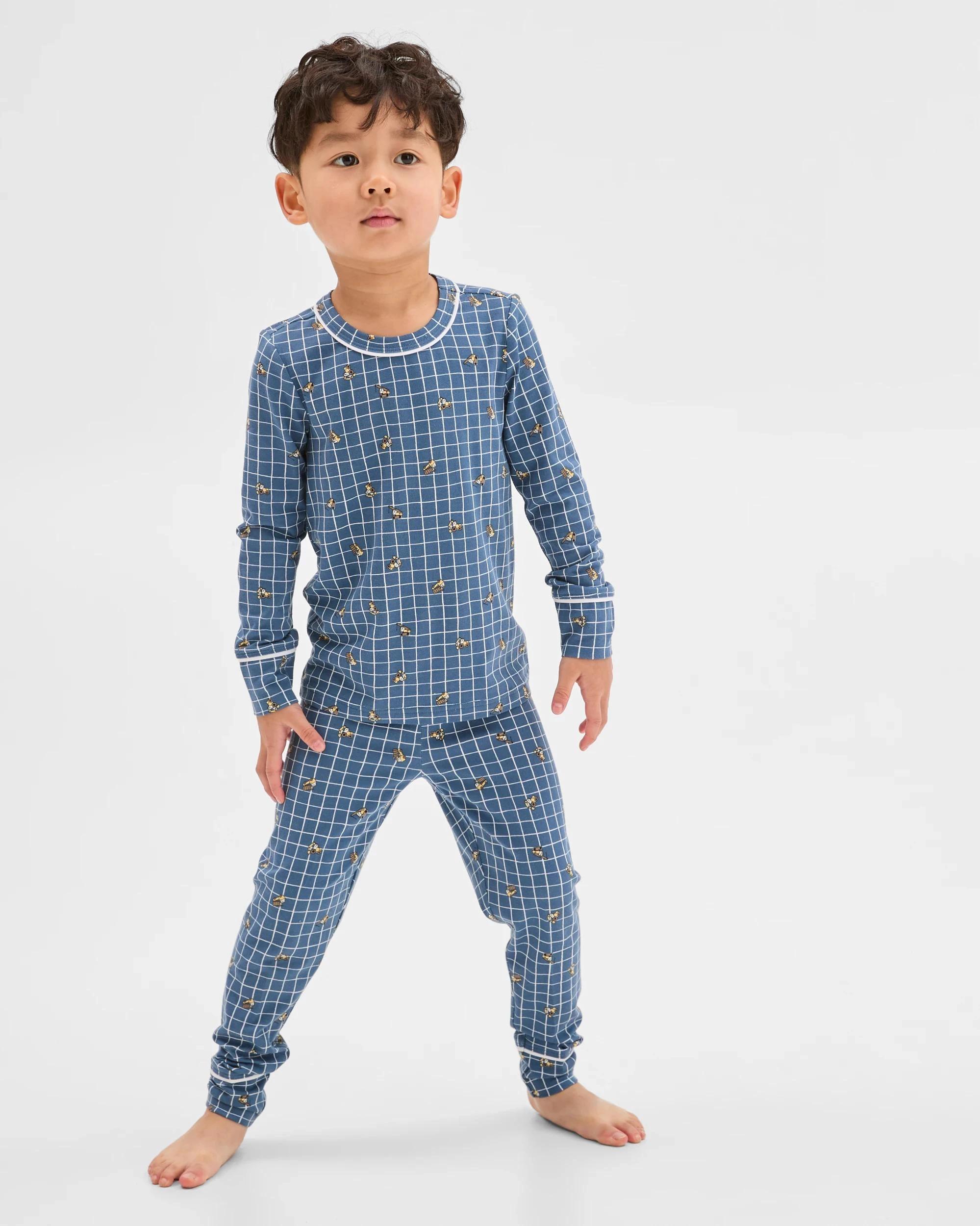 1 Target Kids Bamboo Younger Boys Long Sleeve Top and Pants Pyjama Set BLUE CONSTRUCTION, 1 of 10