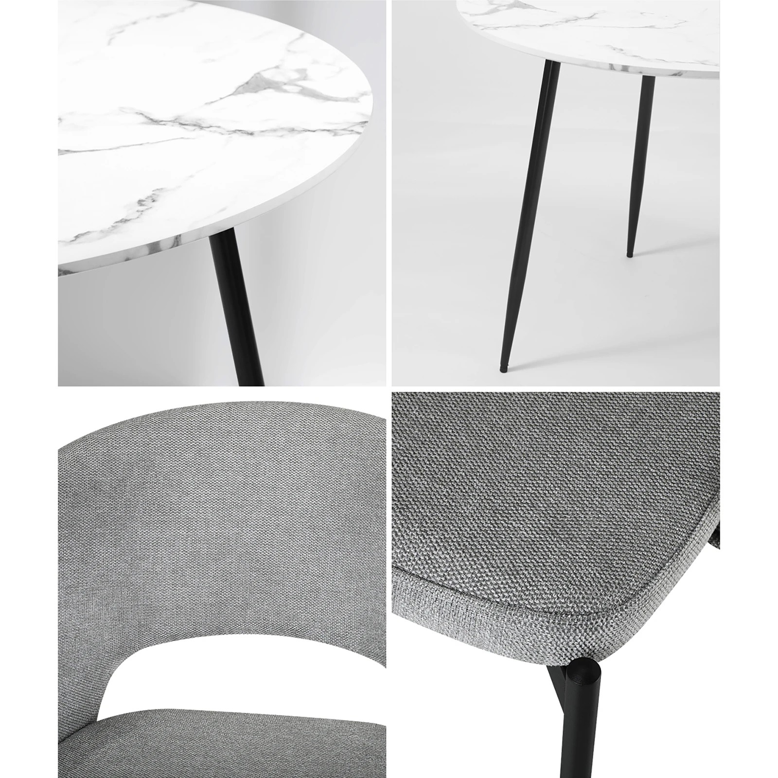 5 Oikiture 110cm Round Dining Table With 4pcs Dining Chairs Fabric
 - Multi, 5 of 10