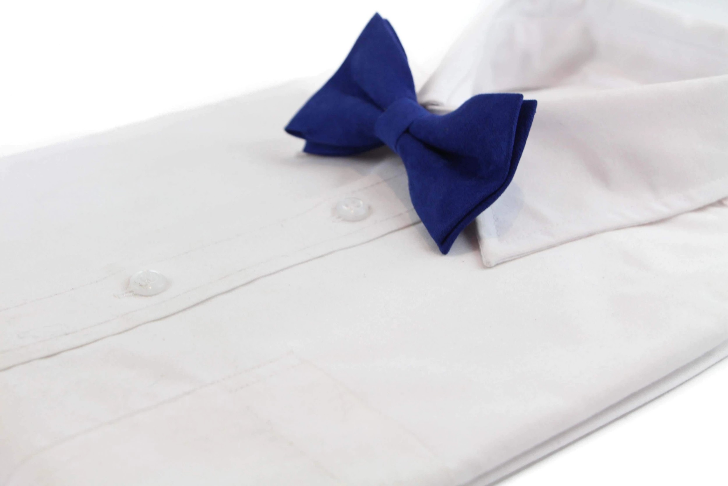 1 Zasel Mens Royal Blue Velvet Plain Colour Bow Tie - Blue, 1 of 4
