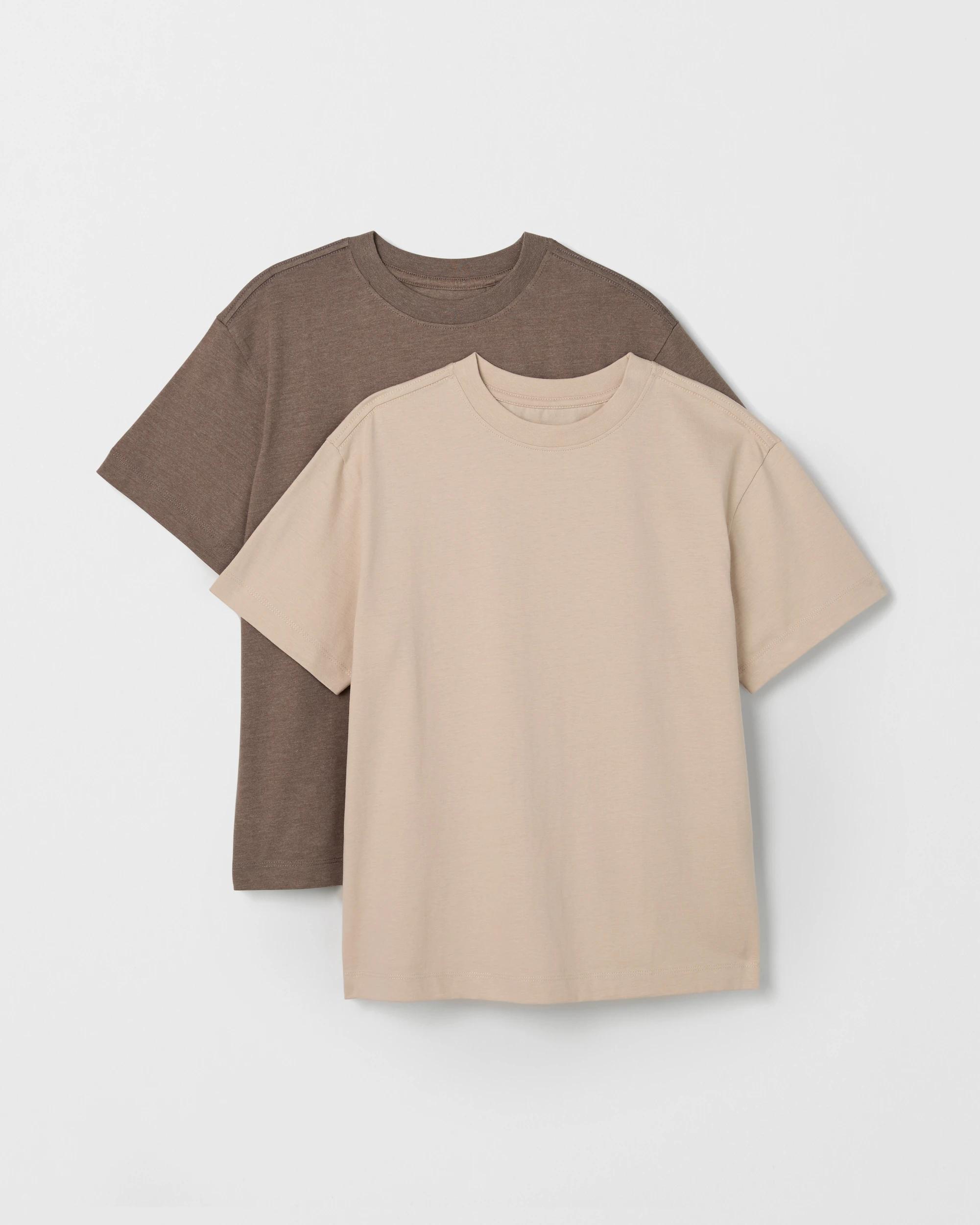1 Target Kids Australian Cotton 2 Pack T-Shirts CEMENT BROWN MARLE, 1 of 4