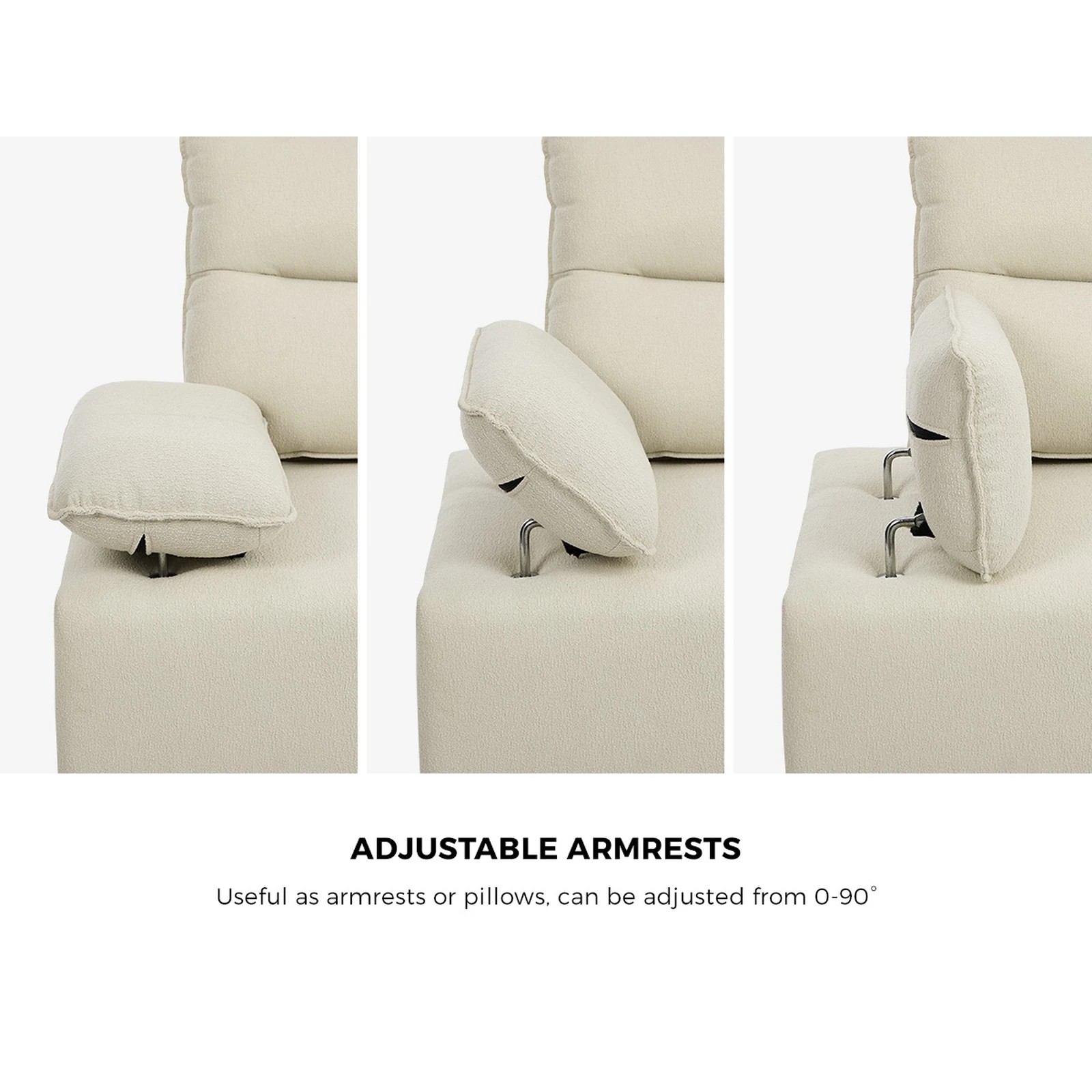 5 Oikiture 3 Seater Couch Sofa Chenille - Beige, 5 of 10