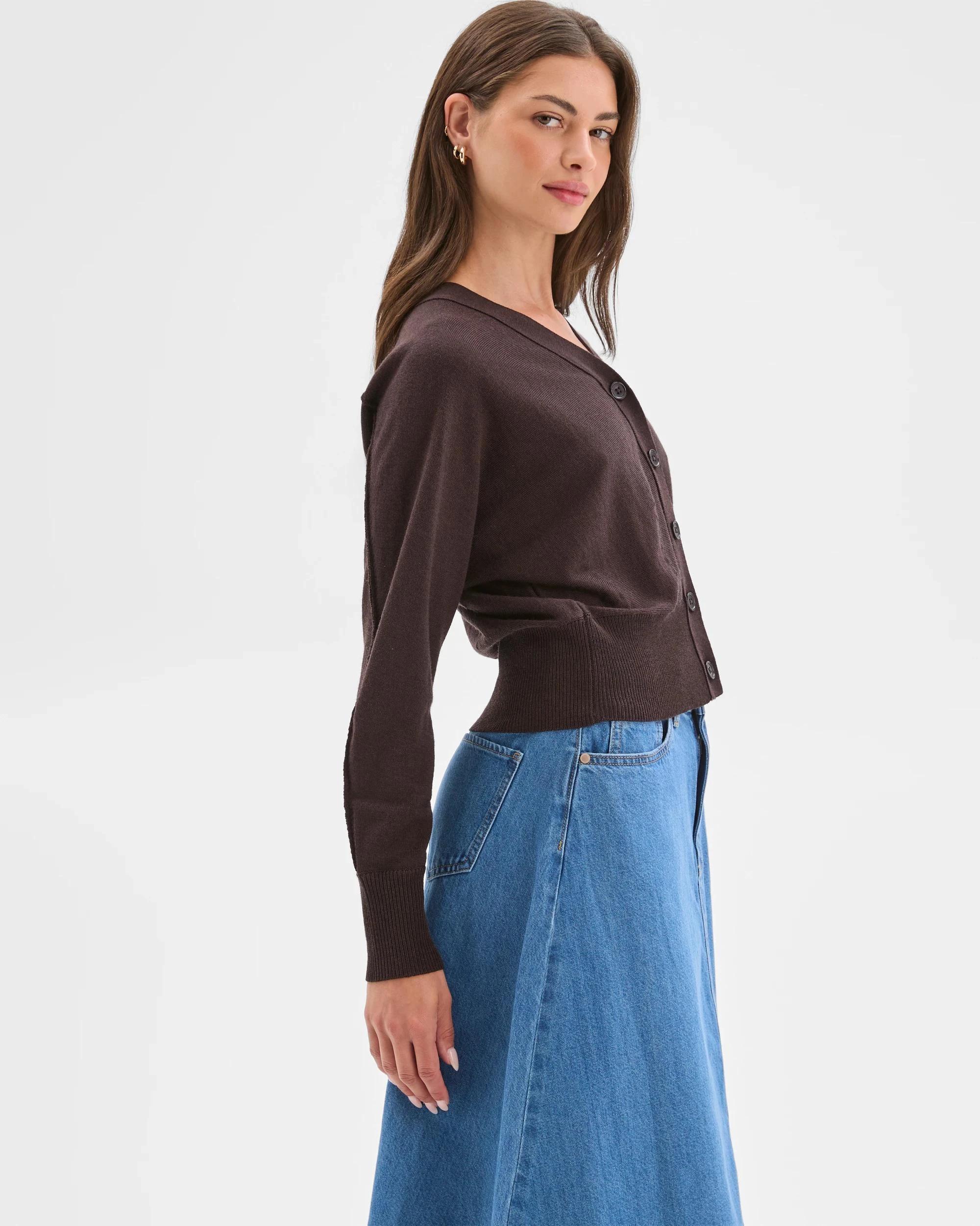 7 Target Petites Petites Australian Merino Wool Long Raglan Sleeve Cardigan DARK CHOCOLATE, 7 of 8