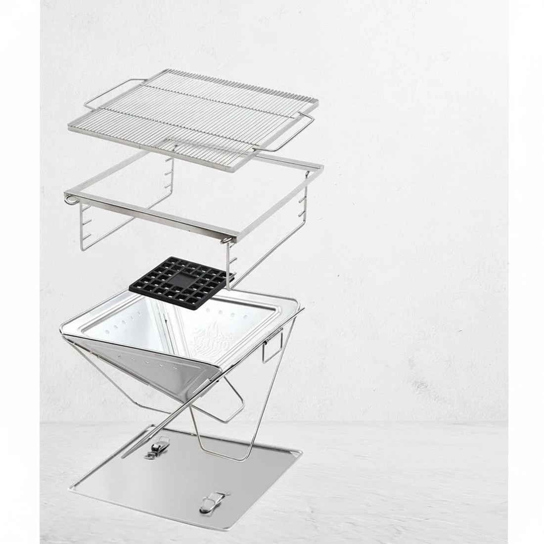 3 Grillz Fire Pit BBQ Grill with Carry Bag Camping - Silver, 3 of 6