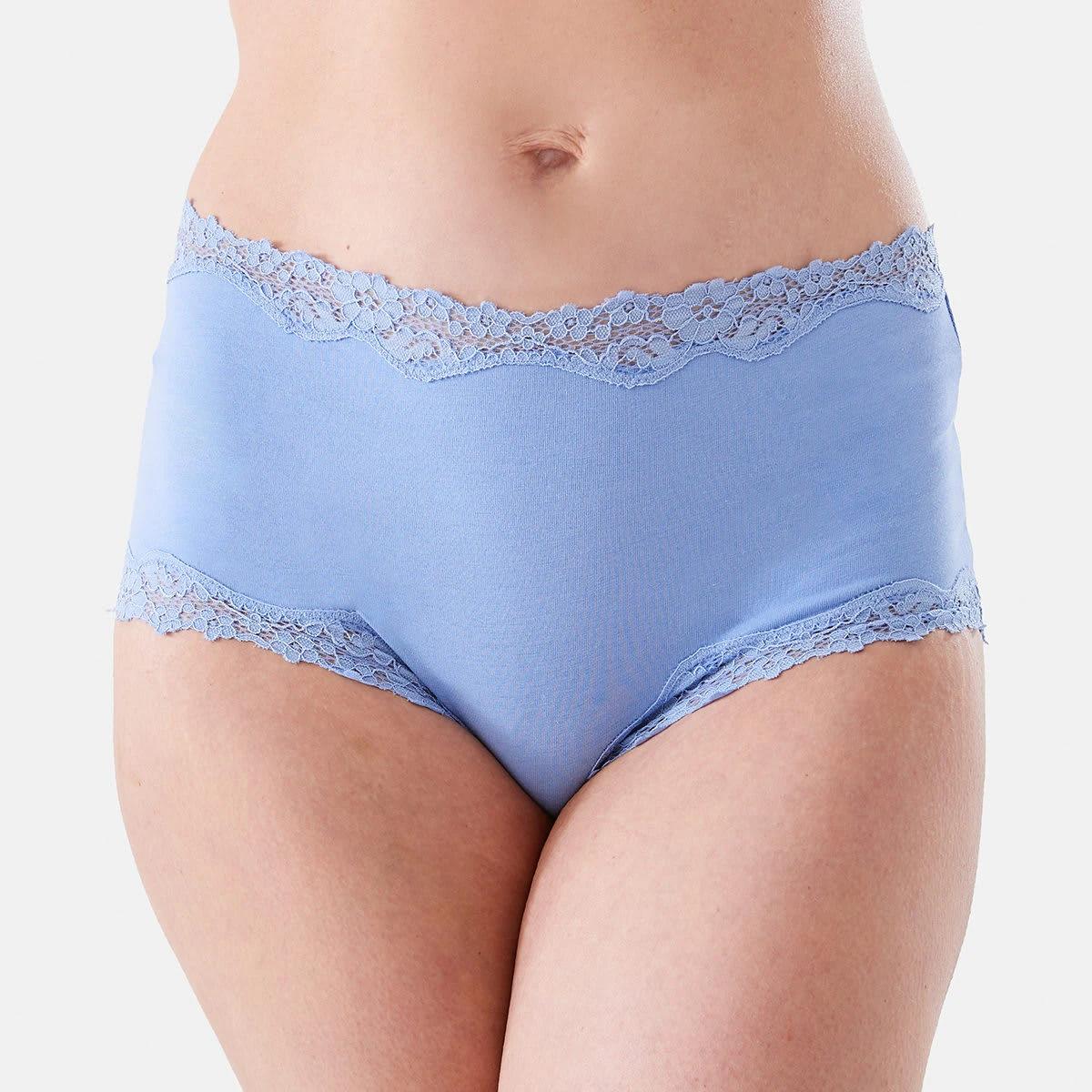 3 3 Pack Cotton Lace Trim Full Briefs Hy Mn Bl, 3 of 8
