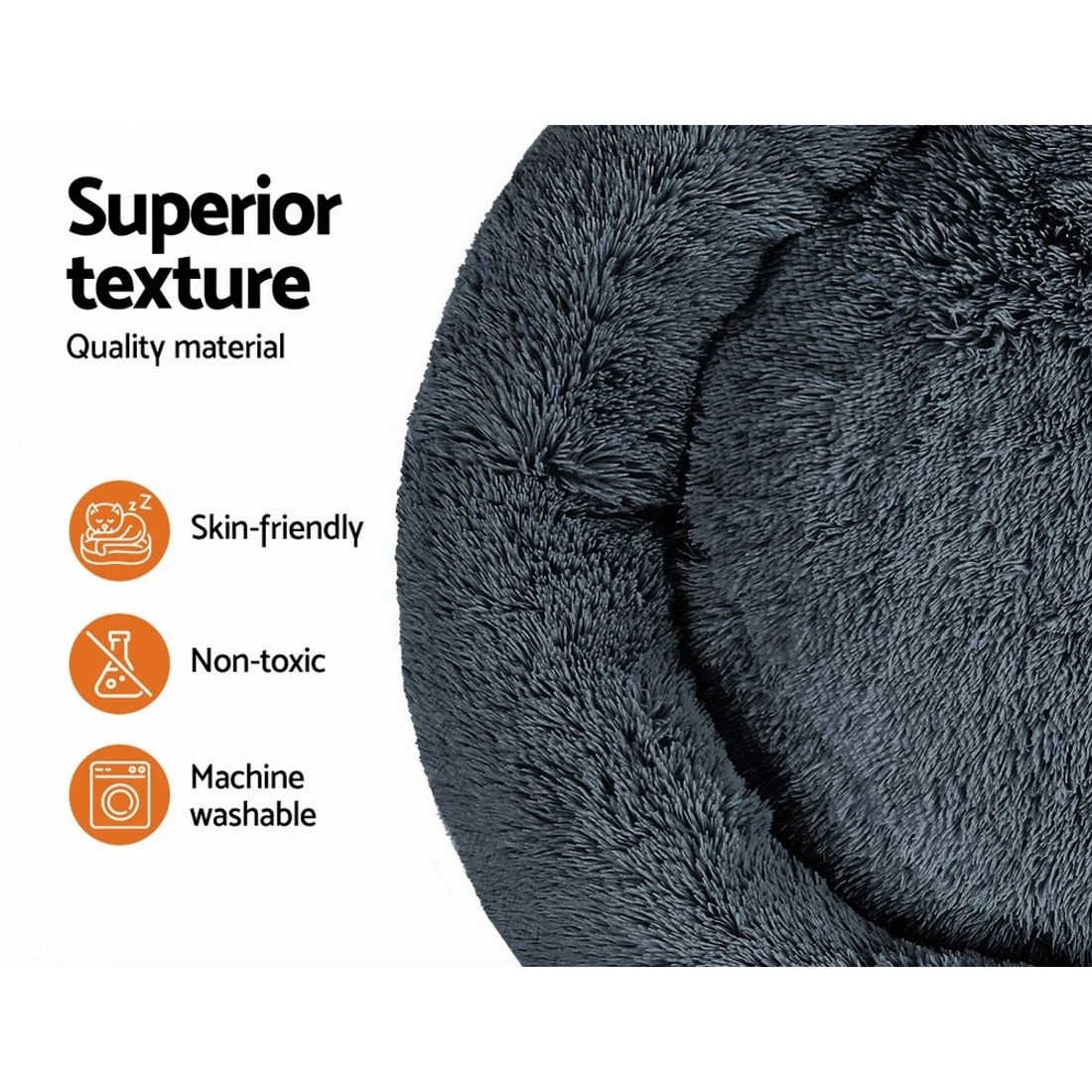 5 i.Pet Pet Bed Dog Cat 110cm Calming Extra Large Soft Plush - Grey, 5 of 7