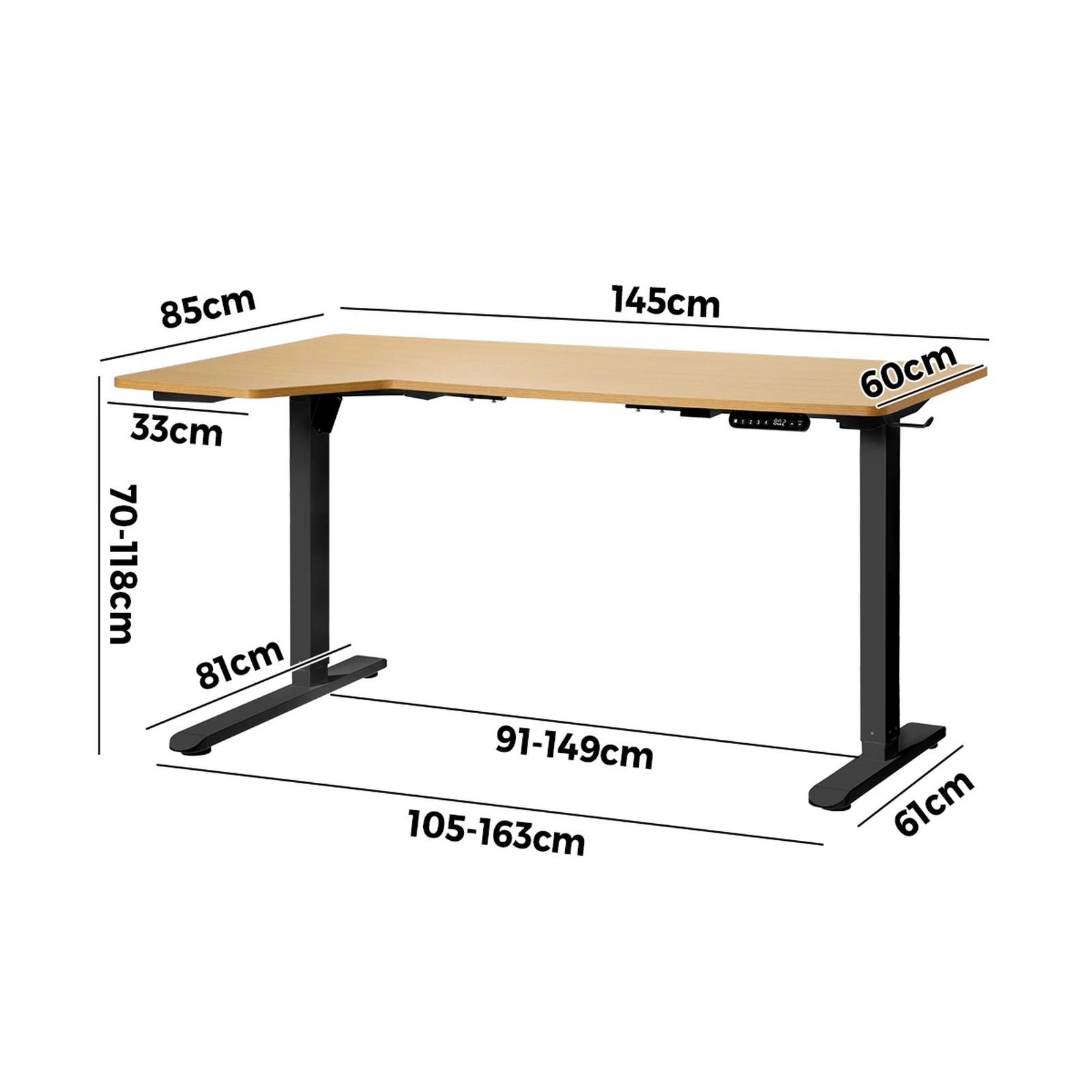 4 Oikiture L-shape Electric Standing Desk Single Motor 145cm Desktop
 - Multi, 4 of 4