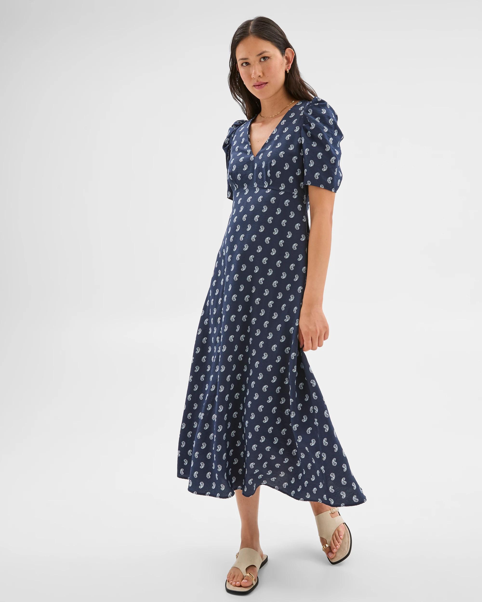 1 Puff Sleeve Dress - Preview NAVY PAISLEY, 1 of 5