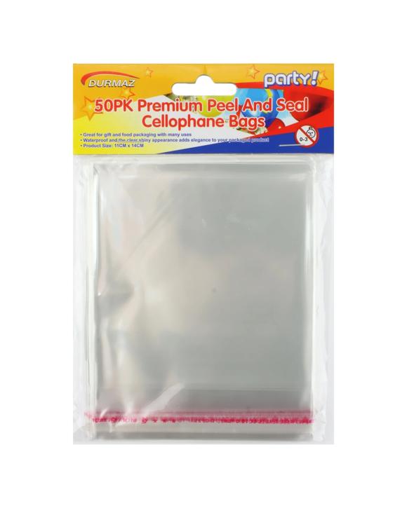 Durmaz Clear Peel and Seal Cello Bags 11cm x 14cm Pack of 50