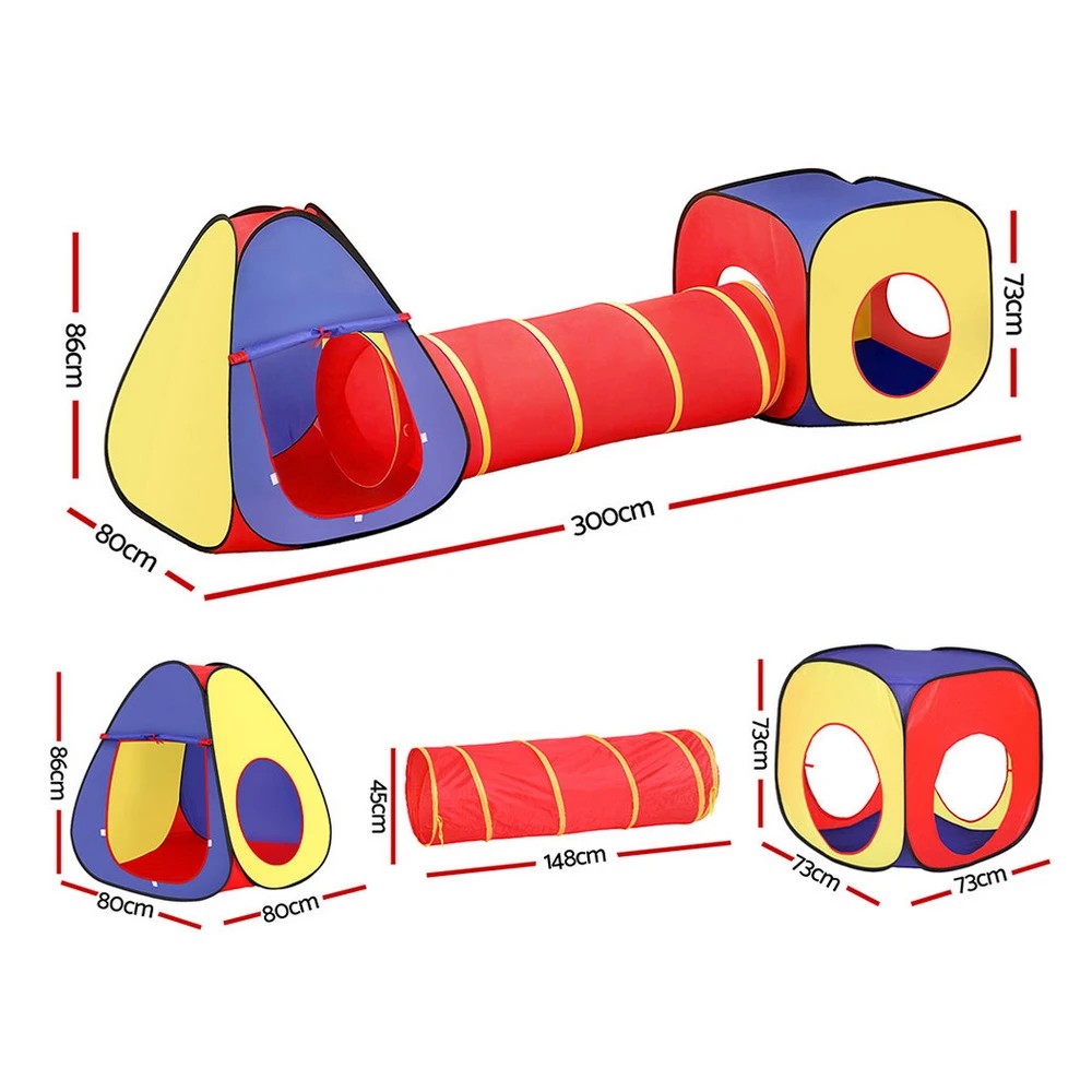 2 Keezi Kids Playhouse Play Tent Pop Up Teepee Castle Crawl Tunnel Outdoor Indoor Toys Children Gift - Multi, 2 of 8