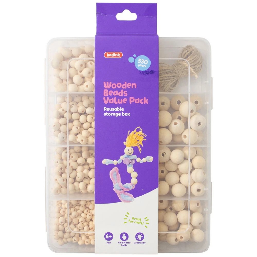 1 Kadink Natural Wooden Beads 530 Pack, 1 of 2