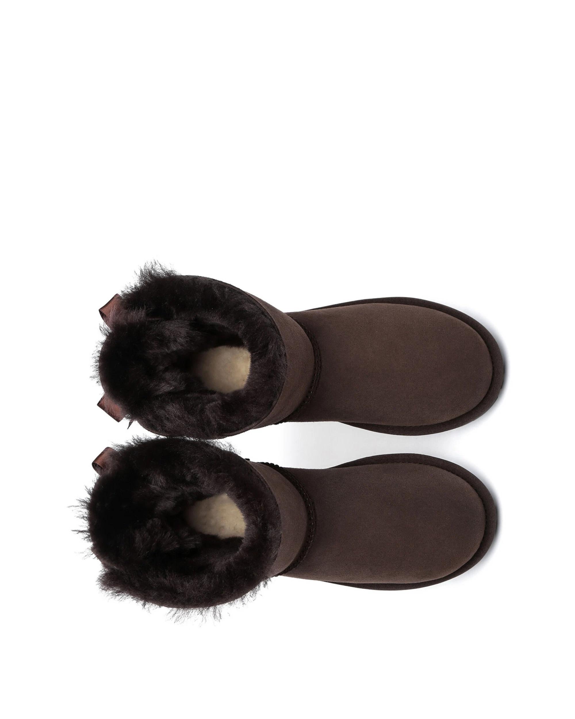 5 Everau Womens Mini Back Bow UGG Boots CHOCOLATE, 5 of 5