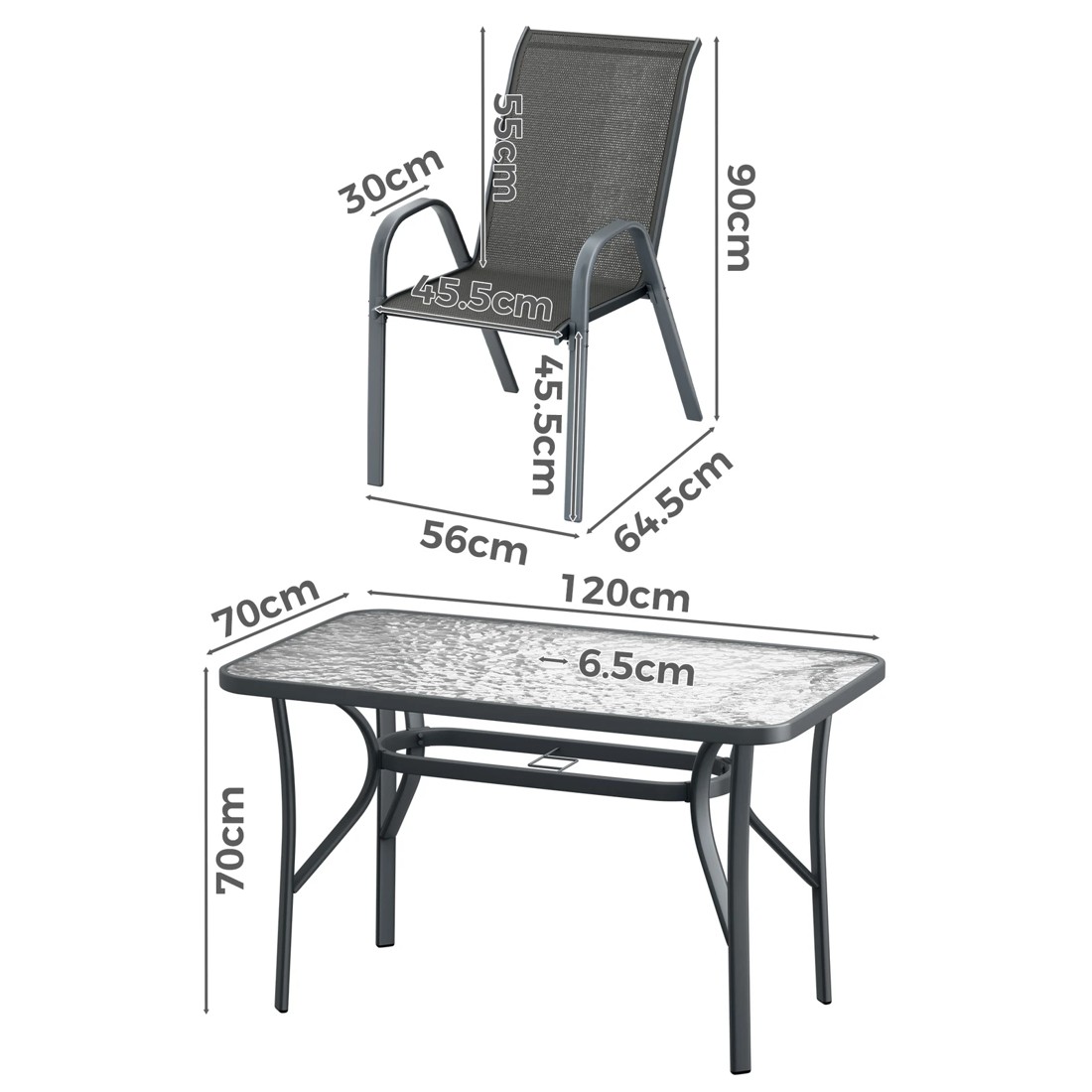 5 Alfordson 7PCS Outdoor Dining Set Garden Table and Chairs Patio Furniture - Grey, 5 of 10