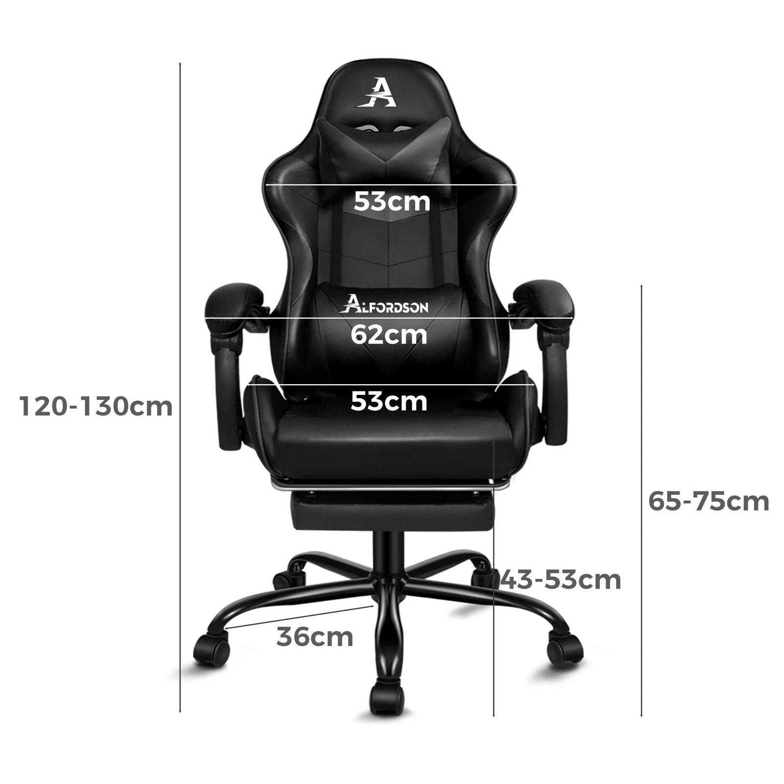 3 Alfordson Gaming Chair Office Massage Computer Racing Seat PU Leather - Black, 3 of 10