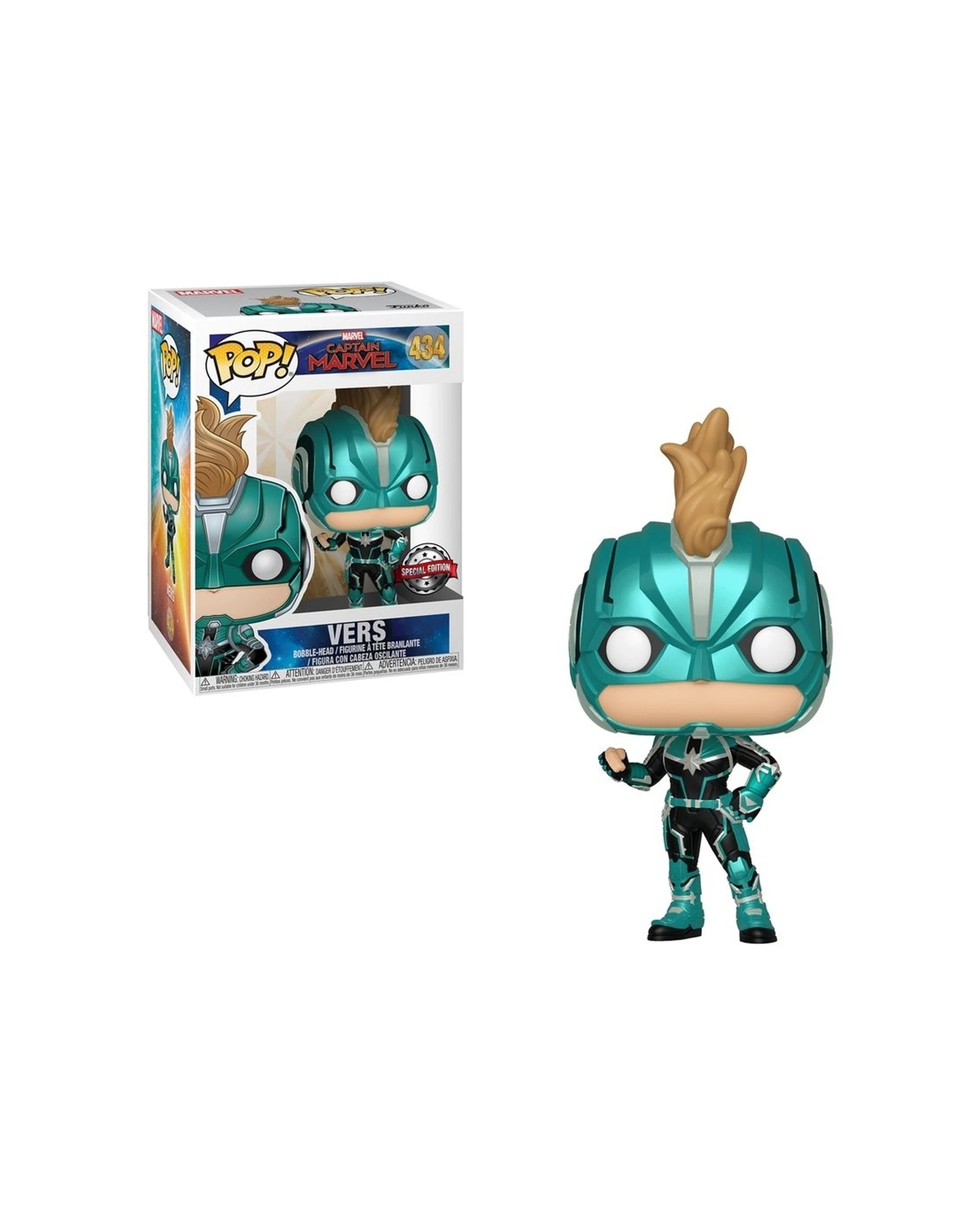 2 Pop Captain Marvel Vers Masked Vinyl Action Figure 10cm Special Edition Box - Multi, 2 of 3